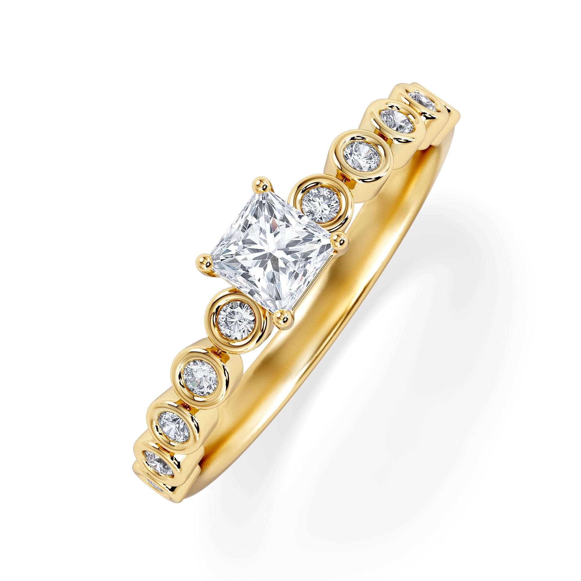 Solitaire Entwine 0.30ct Princess Cut Lab Diamond Solitaire Engagement Ring with Side Stones in 18K Gold Vermeil