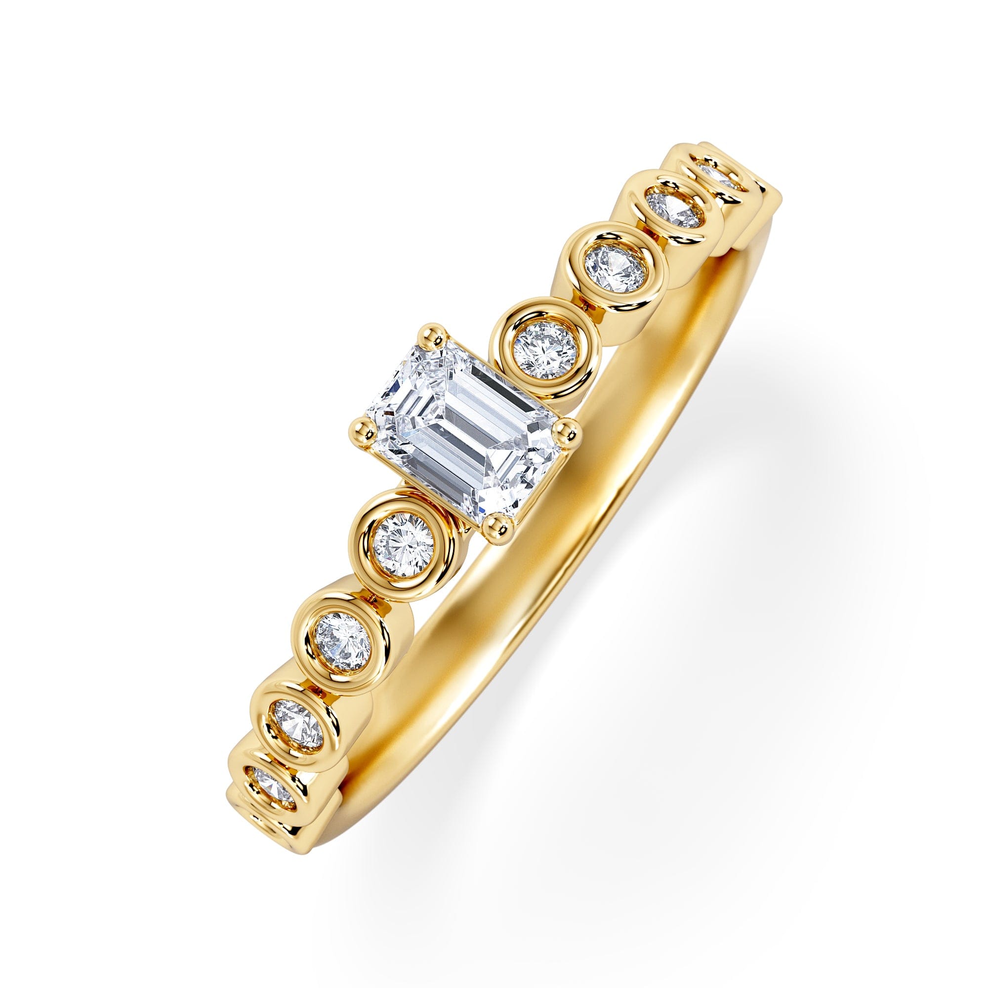 Solitaire Entwine 0.30ct Emerald Cut Lab Diamond Solitaire Engagement Ring with Side Stones in 18K Gold Vermeil