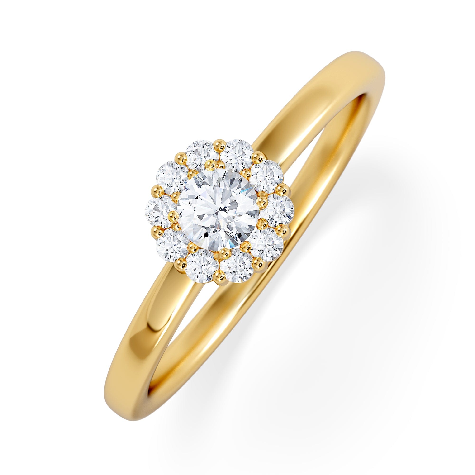 Diamond The Fleur Halo 0.30ct H/SI Round Cut Lab Diamond Ring in 18K Gold Vermeil