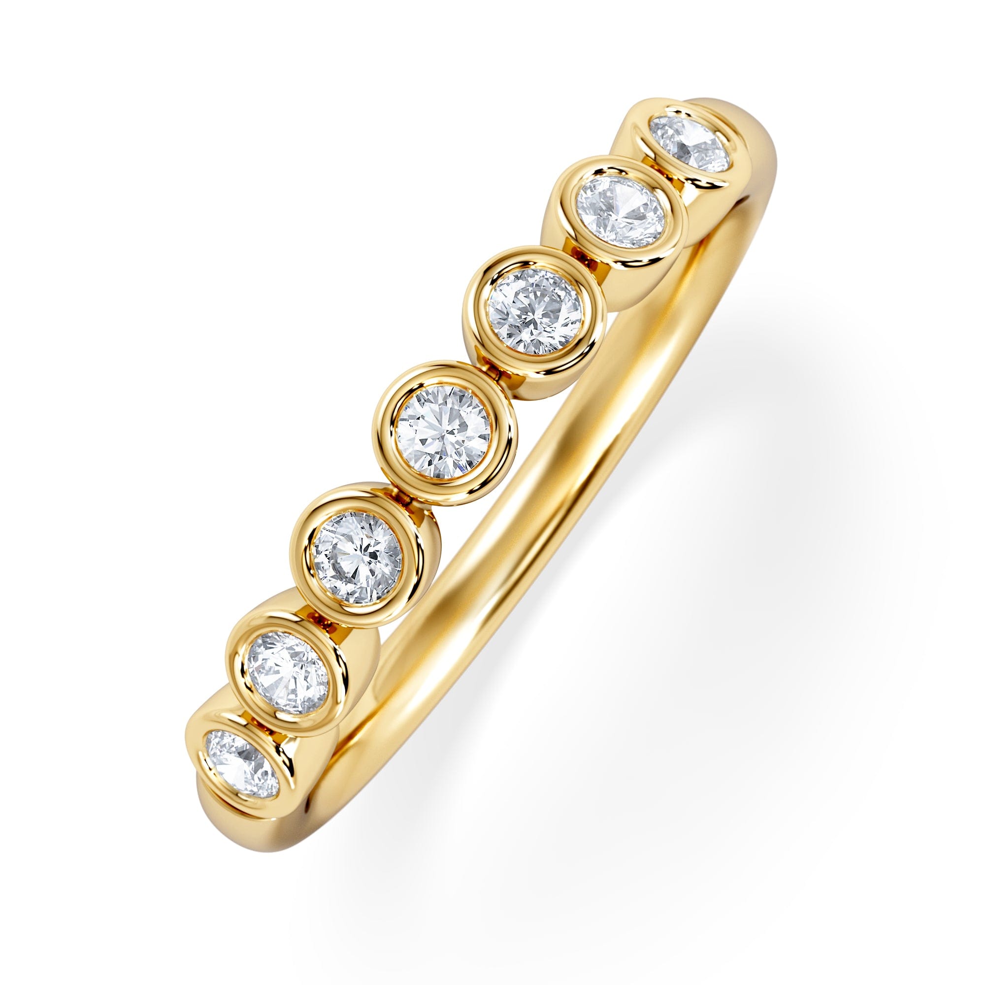 RING Orbit Half Band 0.30ct F/VS Round Cut Rubover Eternity Ring in 18K Gold Vemeil