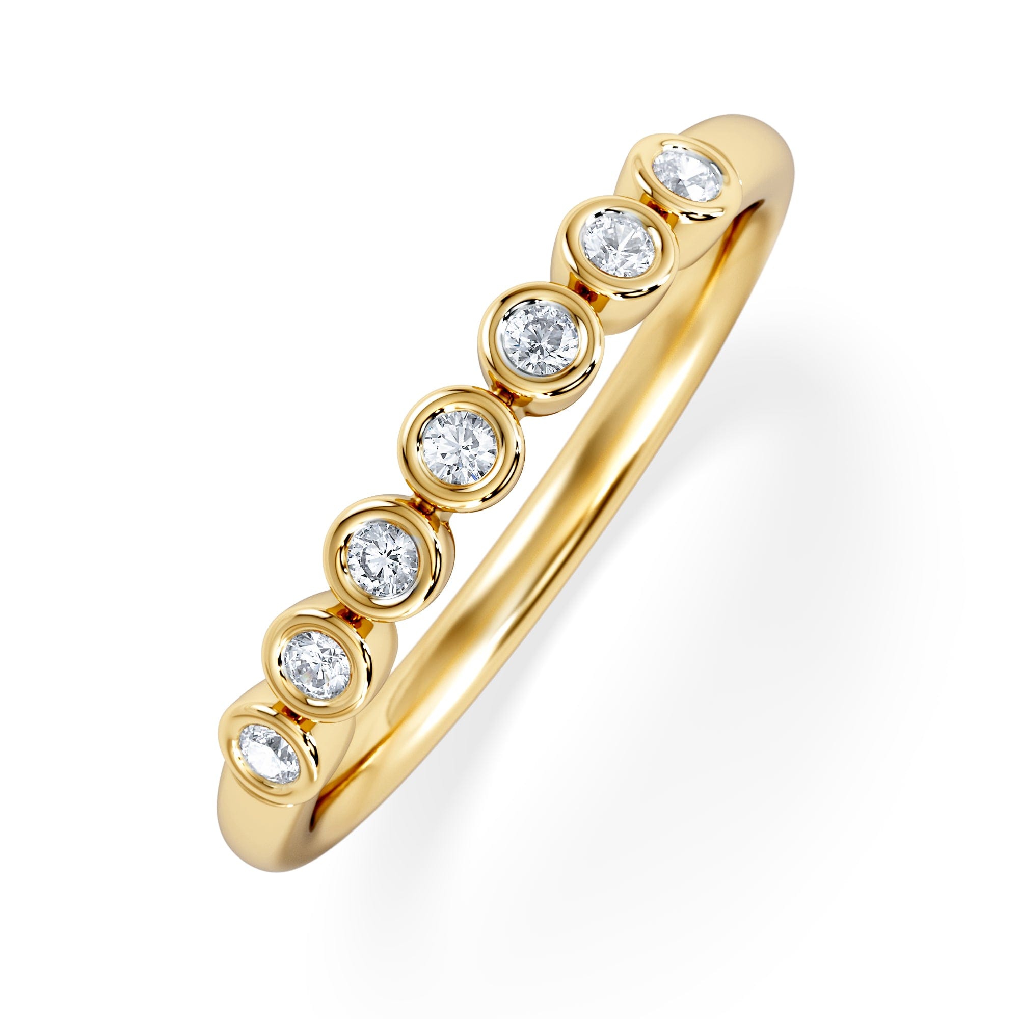 RING Orbit Half Band 0.15ct F/VS Round Cut Rubover Eternity Ring in 18K Gold Vemeil