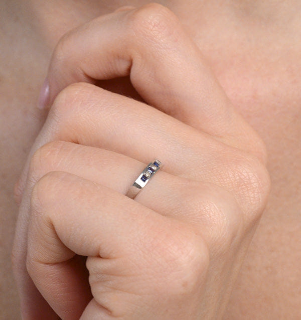 Diamond Sapphire 0.20ct And Diamond 9K White Gold Ring