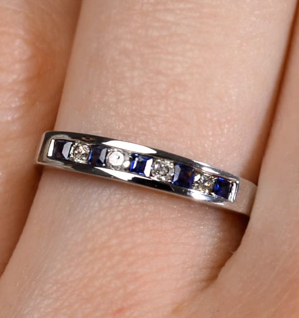 Diamond Sapphire 0.20ct And Diamond 9K White Gold Ring