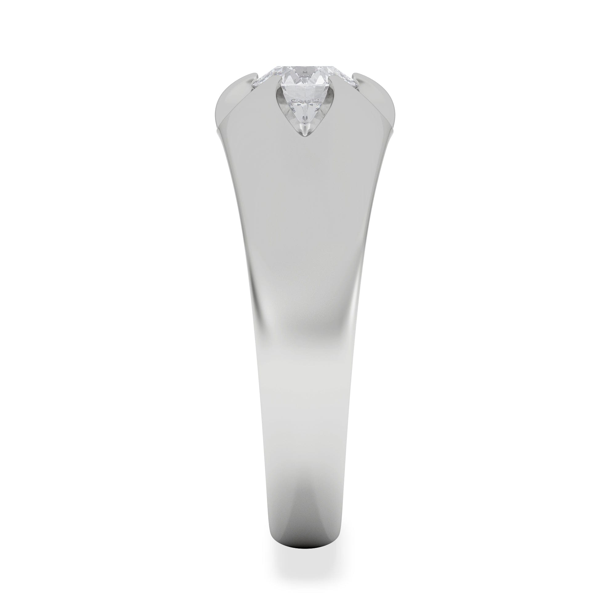 Diamond Lab Diamond Signet Ring 0.50ct Round Cut in 925 Silver