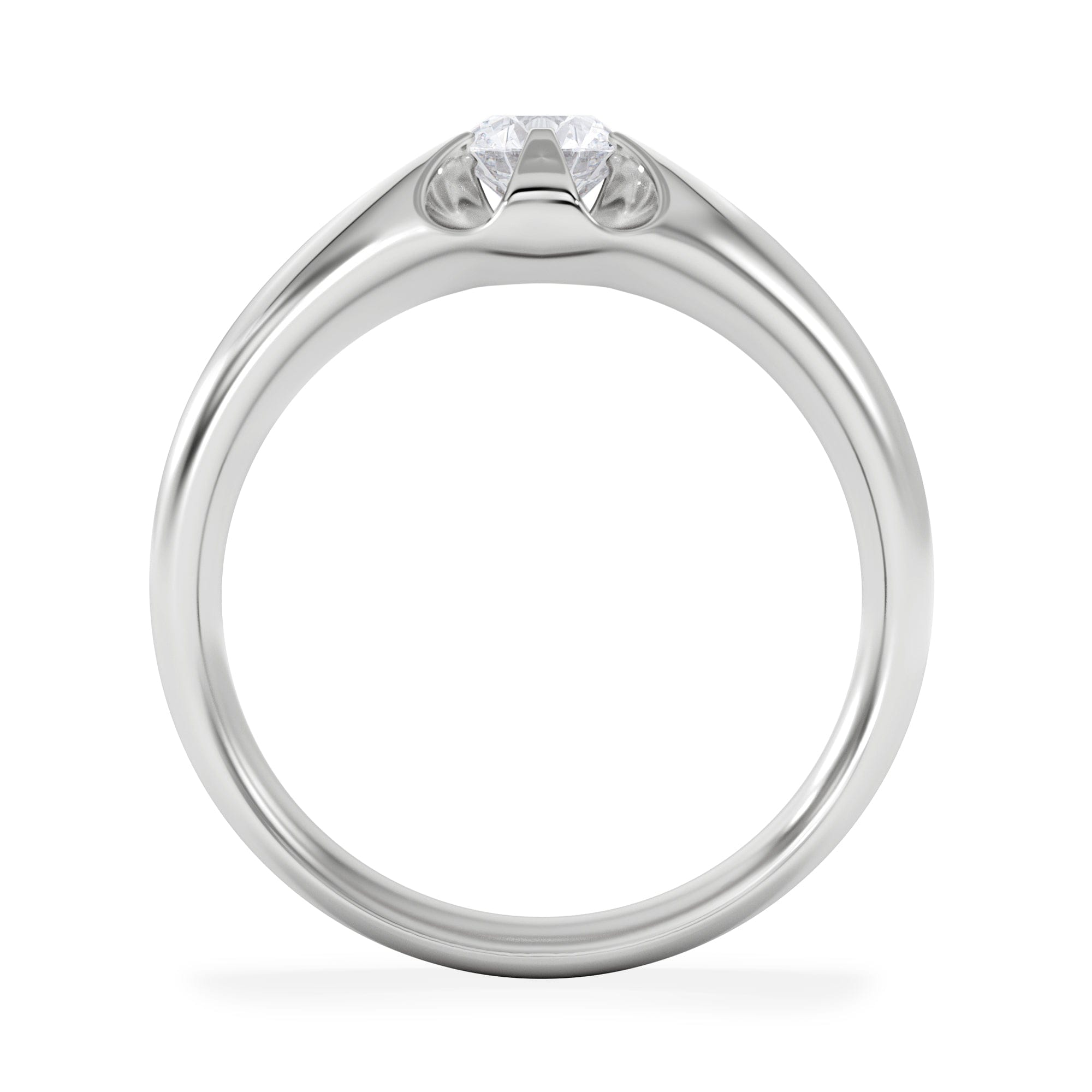 Diamond Lab Diamond Signet Ring 0.50ct Round Cut in 925 Silver