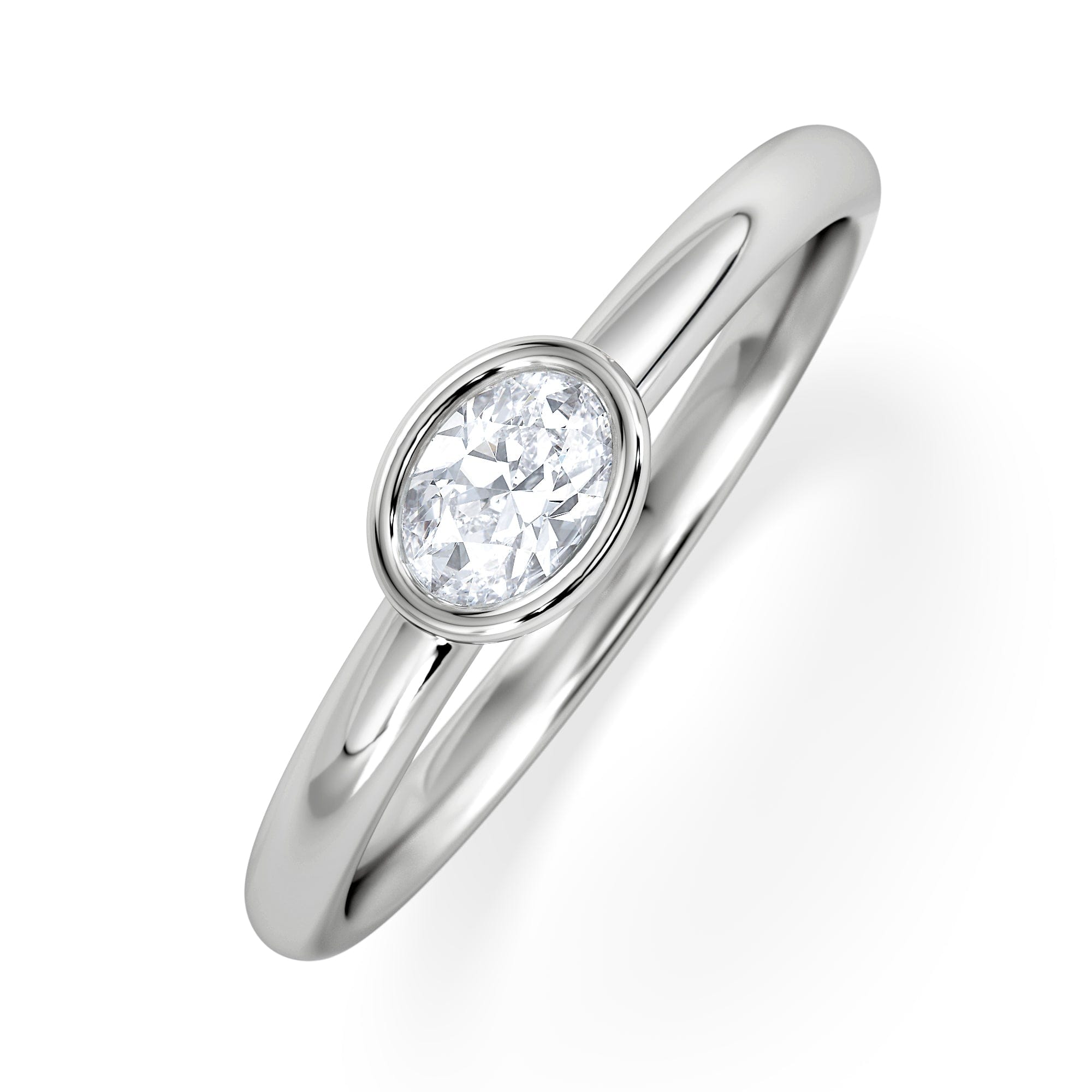 Solitaire Horizon Oval Cut Lab Diamond Solitaire Ring 0.25ct H/SI in 925 Silver