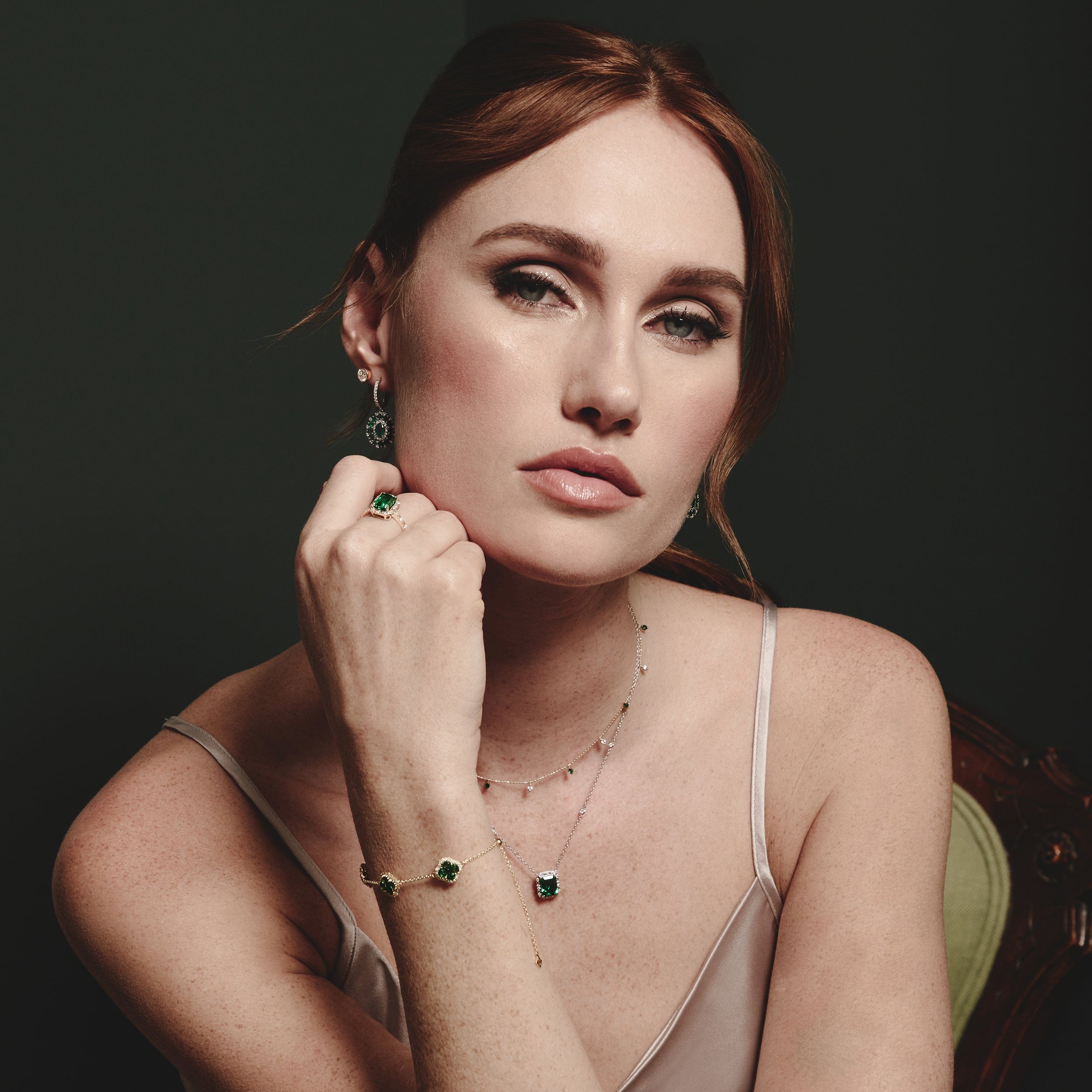 Diamond Astra 1.50ct Lab Emerald and Diamond Halo Shoulder Set Octagon Cut Ring in 18K Gold Vermeil
