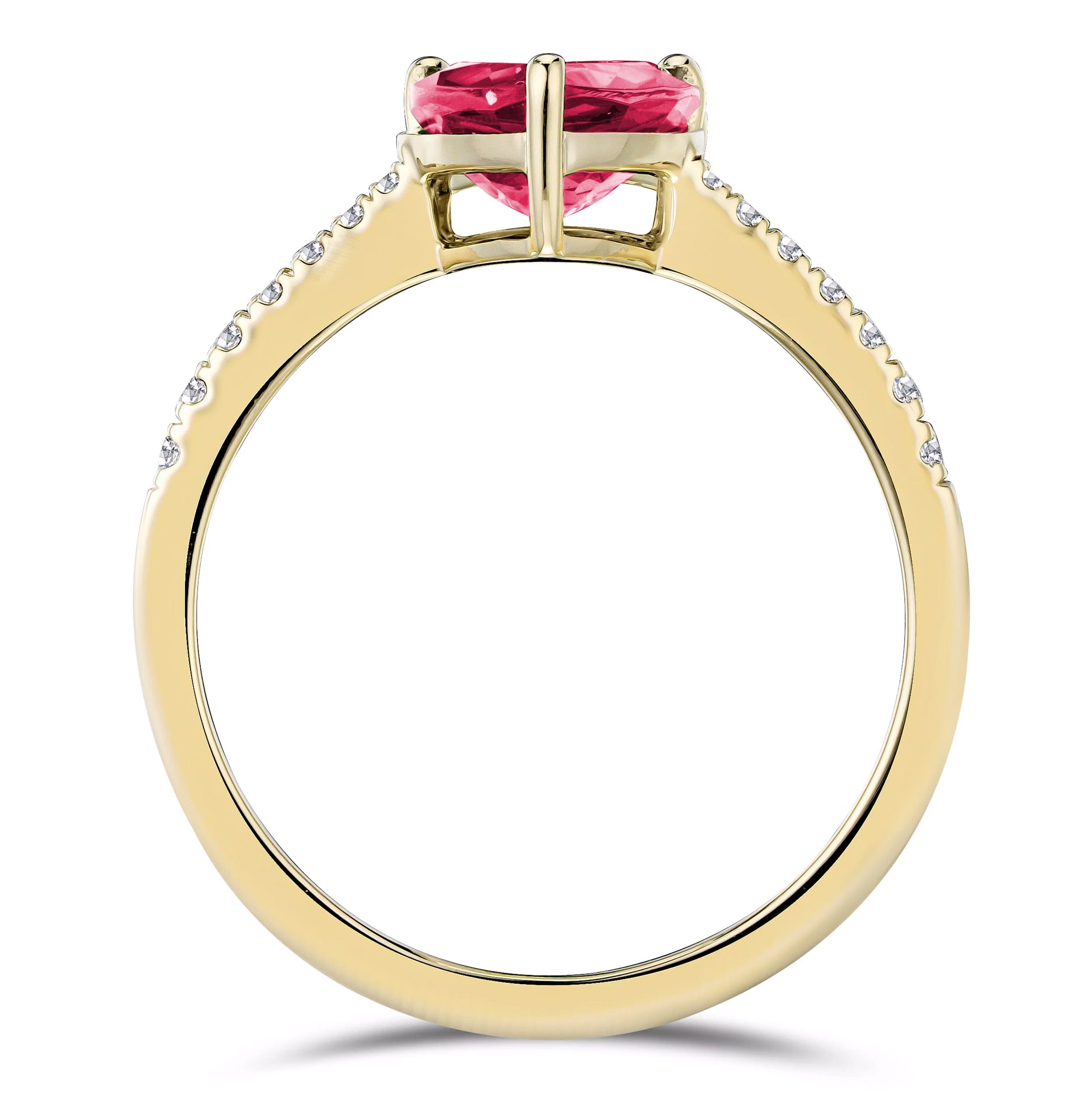 Diamond Astra 3.50ct Lab Ruby and Diamond Shoulder Set Pear Cut Ring in 18K Gold Vermeil