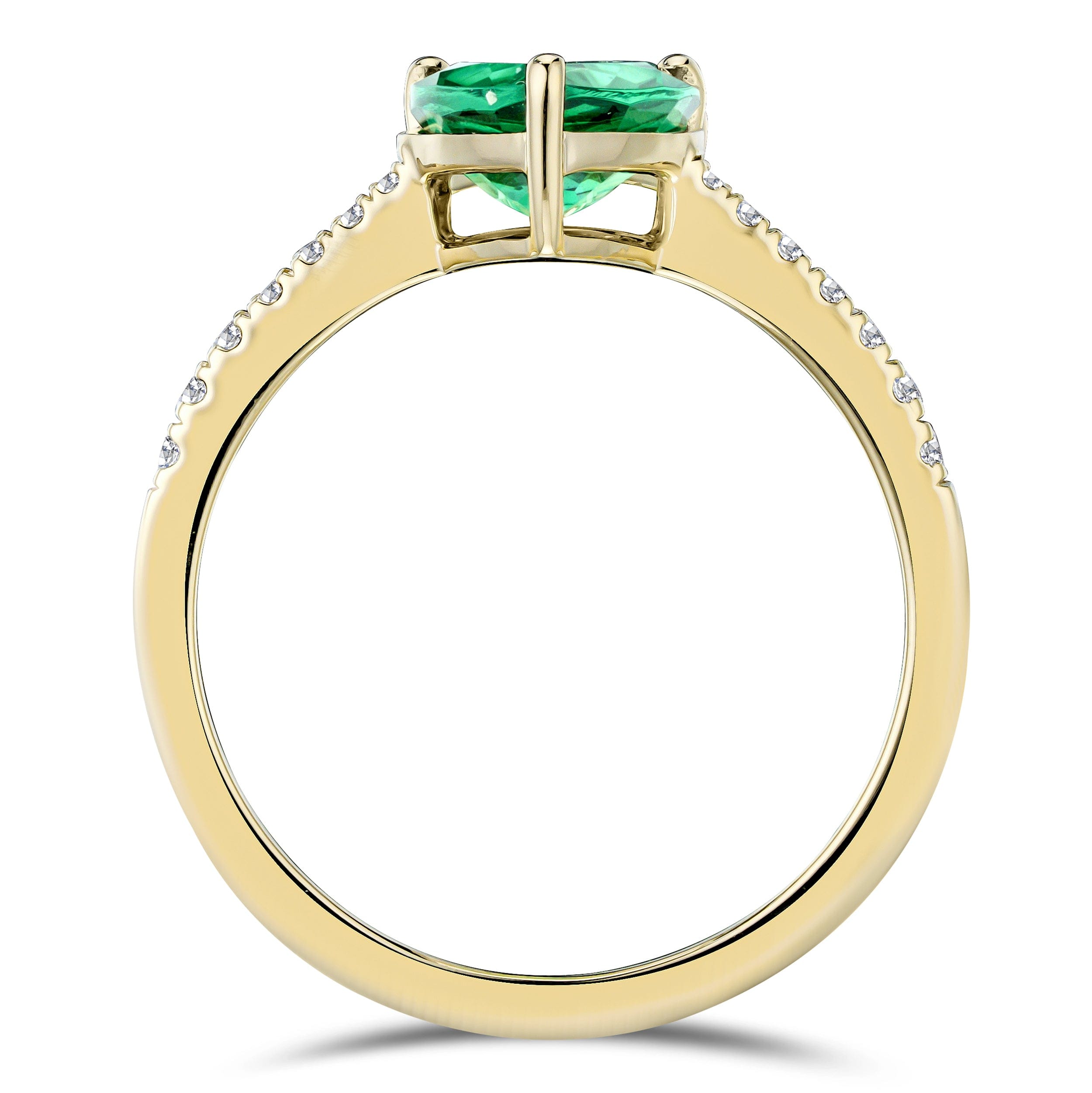 Diamond Astra 2.30ct Lab Emerald and Diamond Shoulder Set Pear Cut Ring in 18K Gold Vermeil