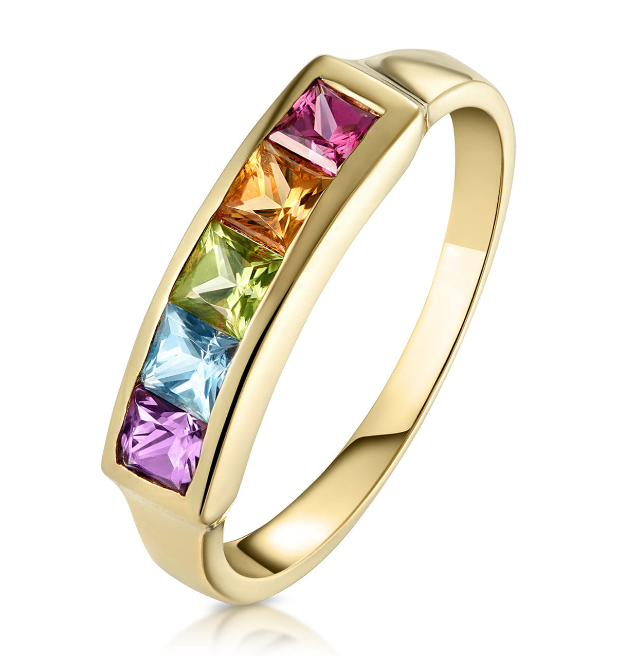 Yellow Multi Gem Stone 9K Yellow Gold Ring
