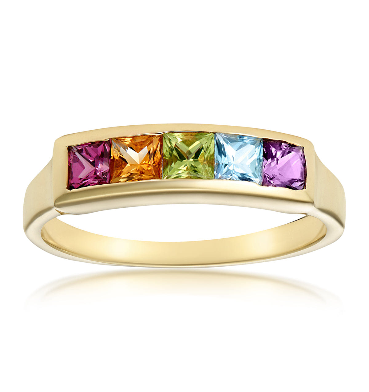Yellow Multi Gem Stone 9K Yellow Gold Ring