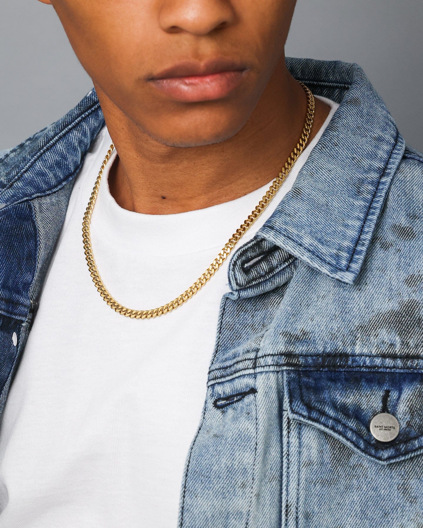 Saint Morta 5 mm Cuban Chain Gold