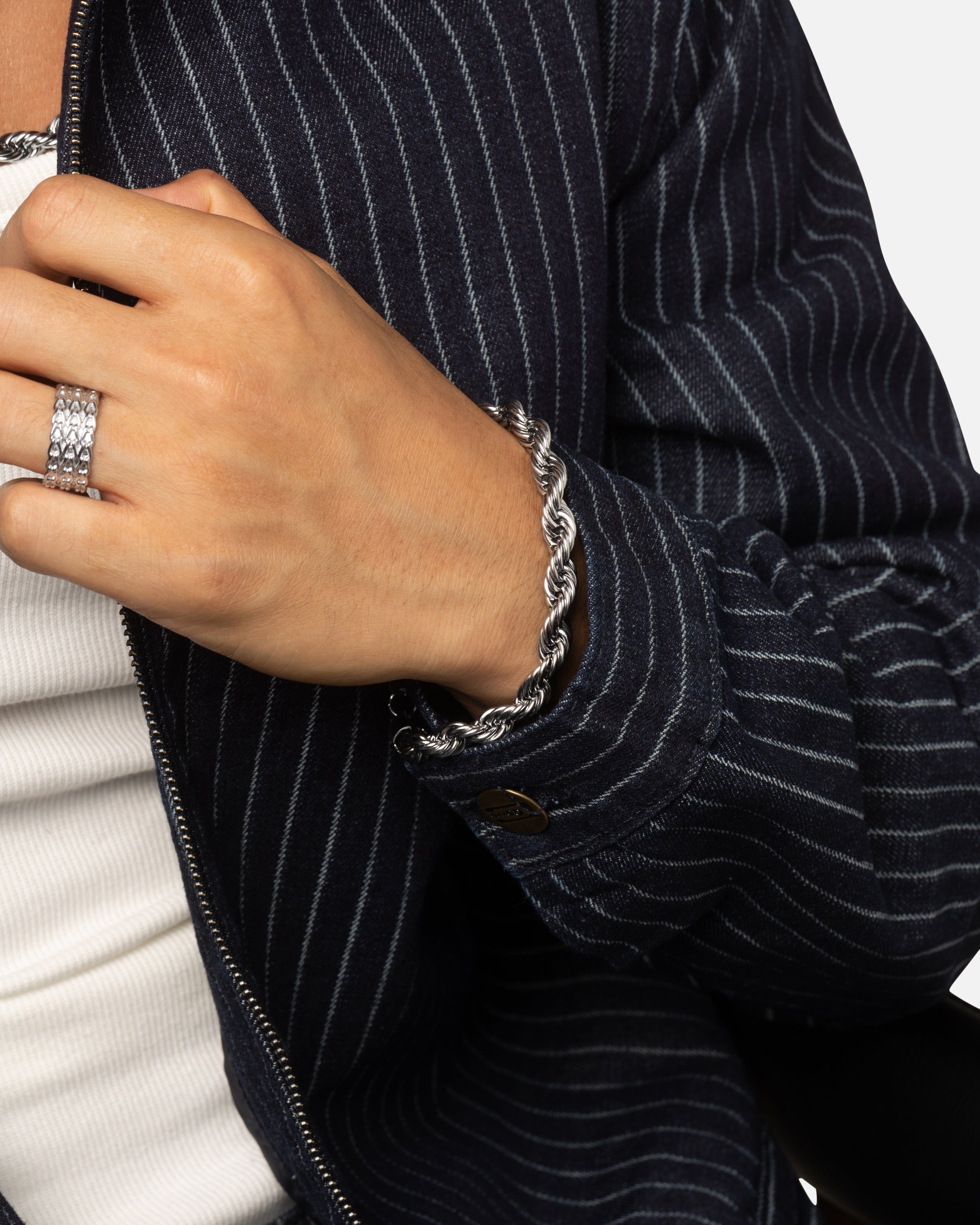 Saint Morta 8 mm Rope Chain Bracelet White Gold