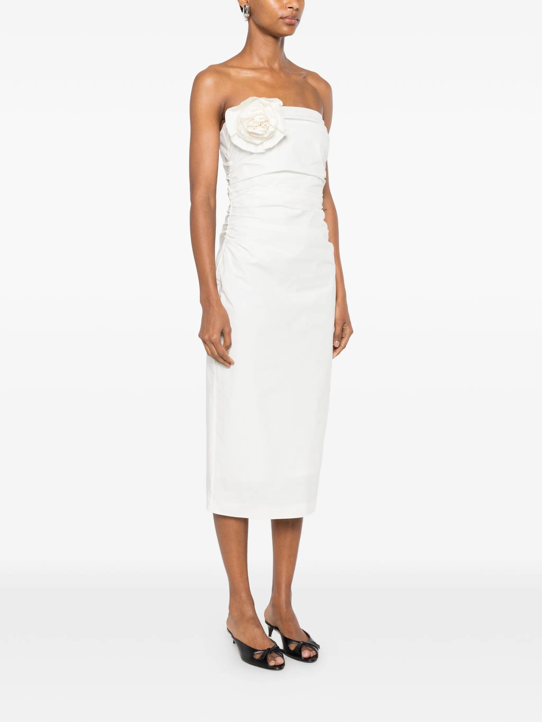 Bernadette Vera flower - brooch strapless midi dress