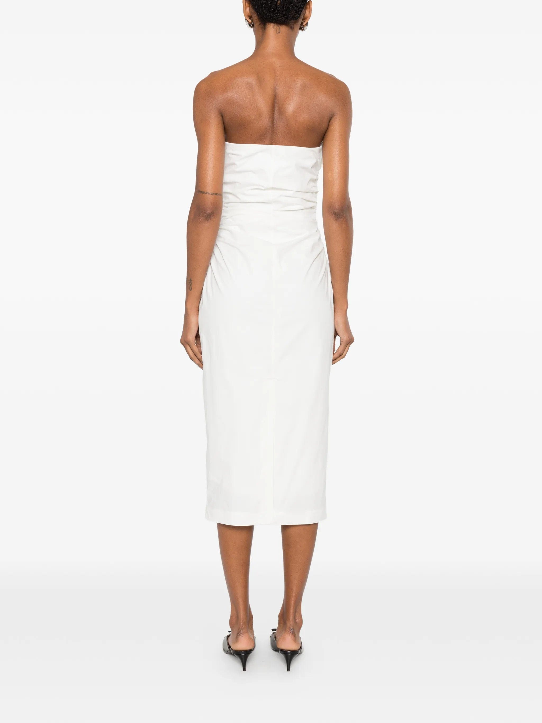 Bernadette Vera flower - brooch strapless midi dress