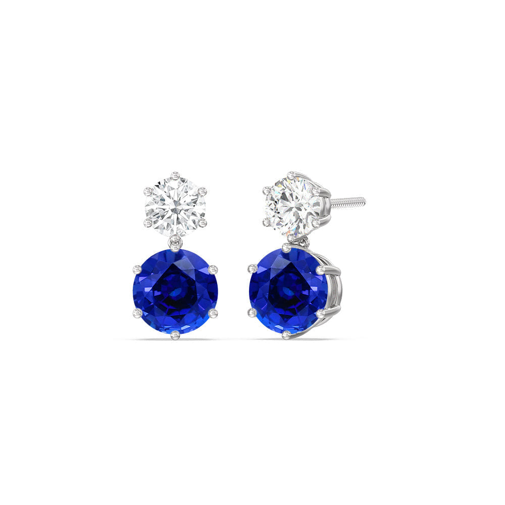 Diamond Sapphire and Diamond Duo Stud Earrings