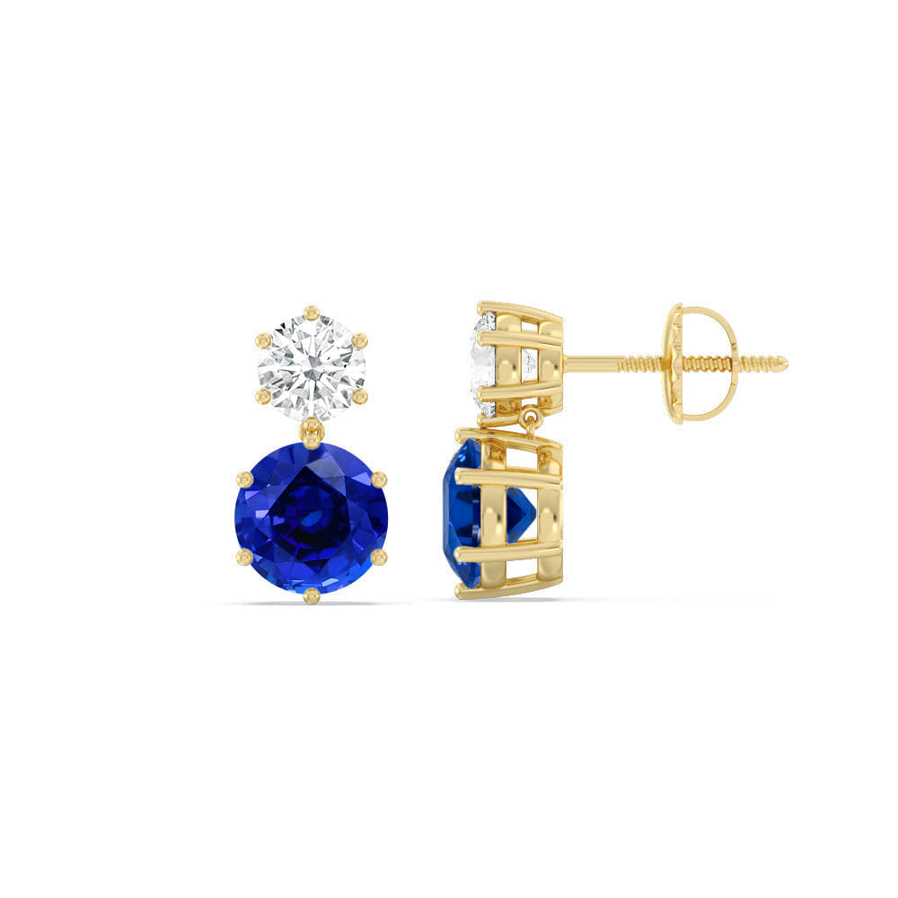 Diamond Sapphire and Diamond Duo Stud Earrings