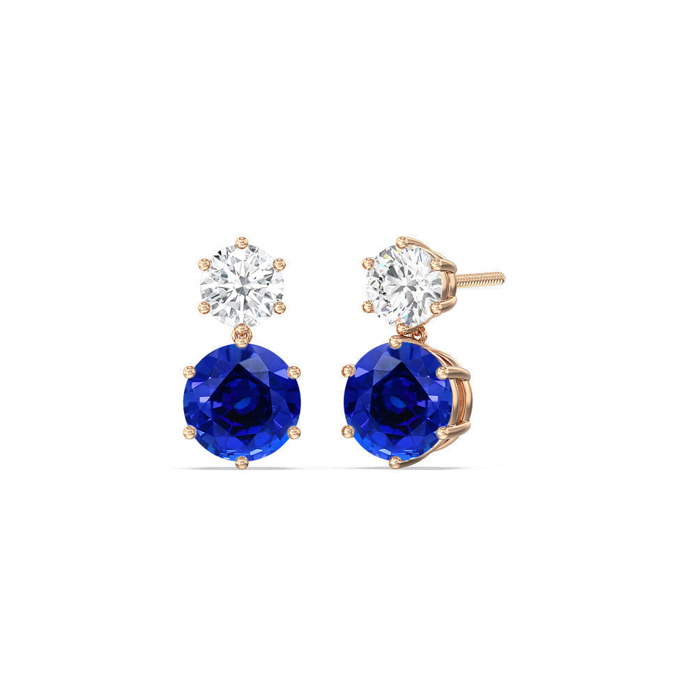 Diamond Sapphire and Diamond Duo Stud Earrings