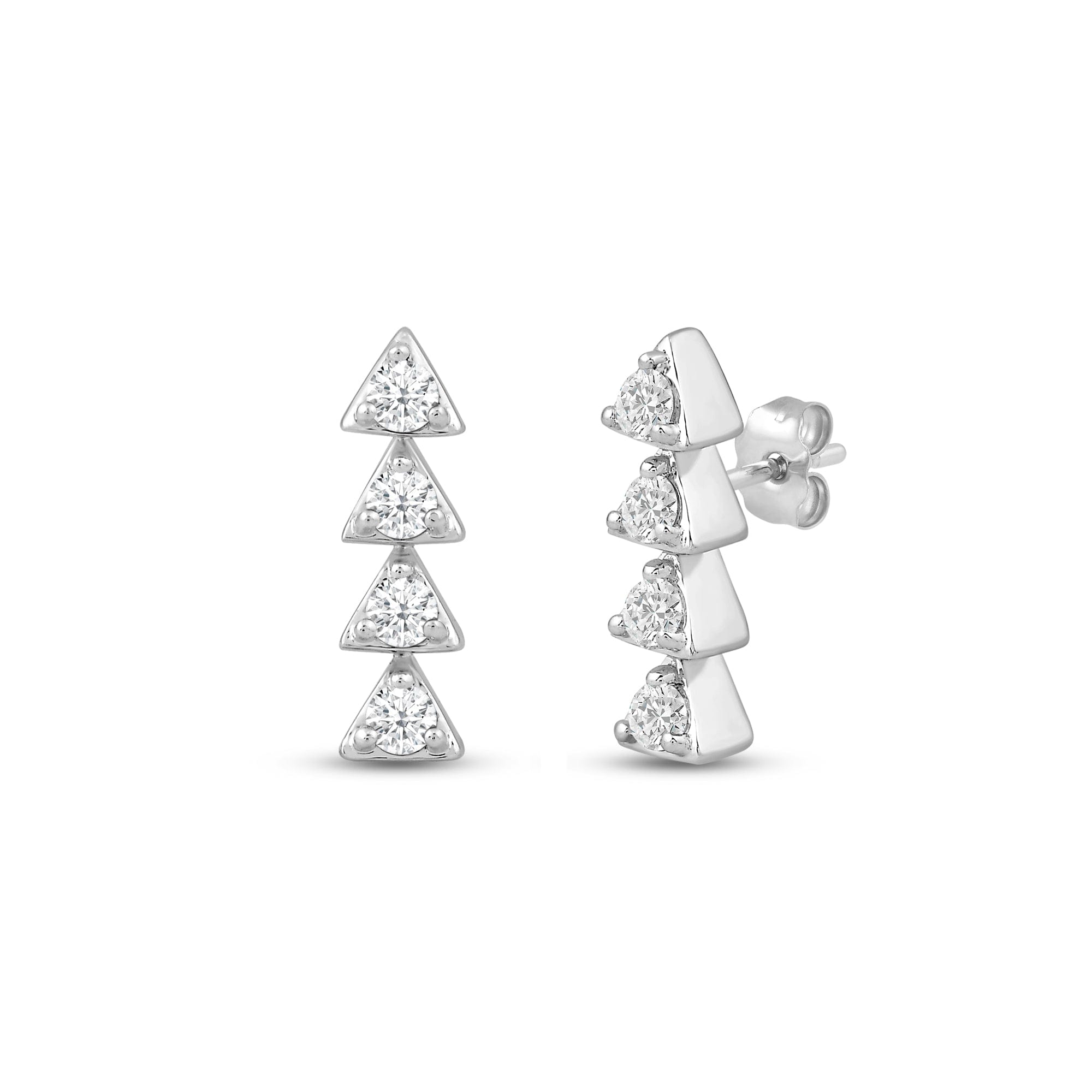 Diamond Dainty Diamond Line Stud Earrings