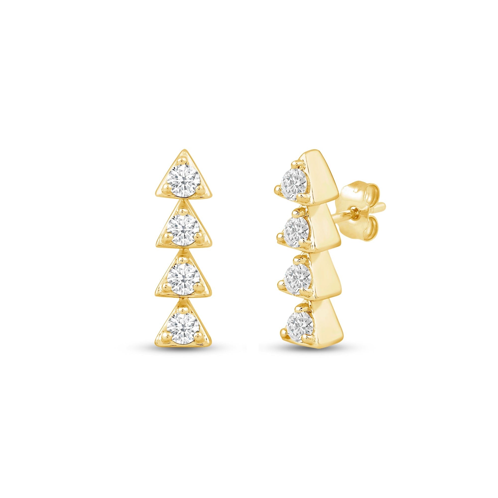 Diamond Dainty Diamond Line Stud Earrings