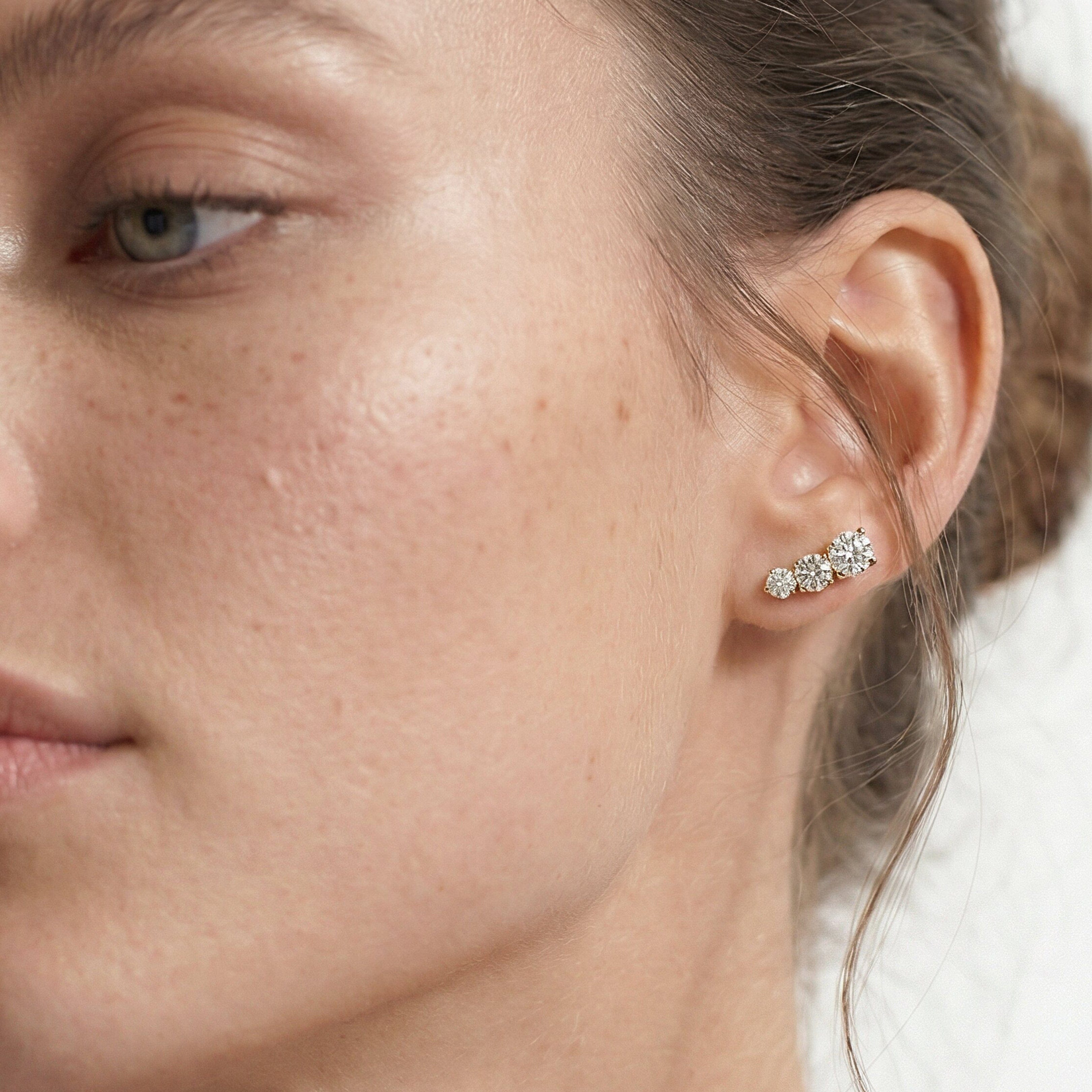 With Clarity Trilogy Graduating Climber Earrings