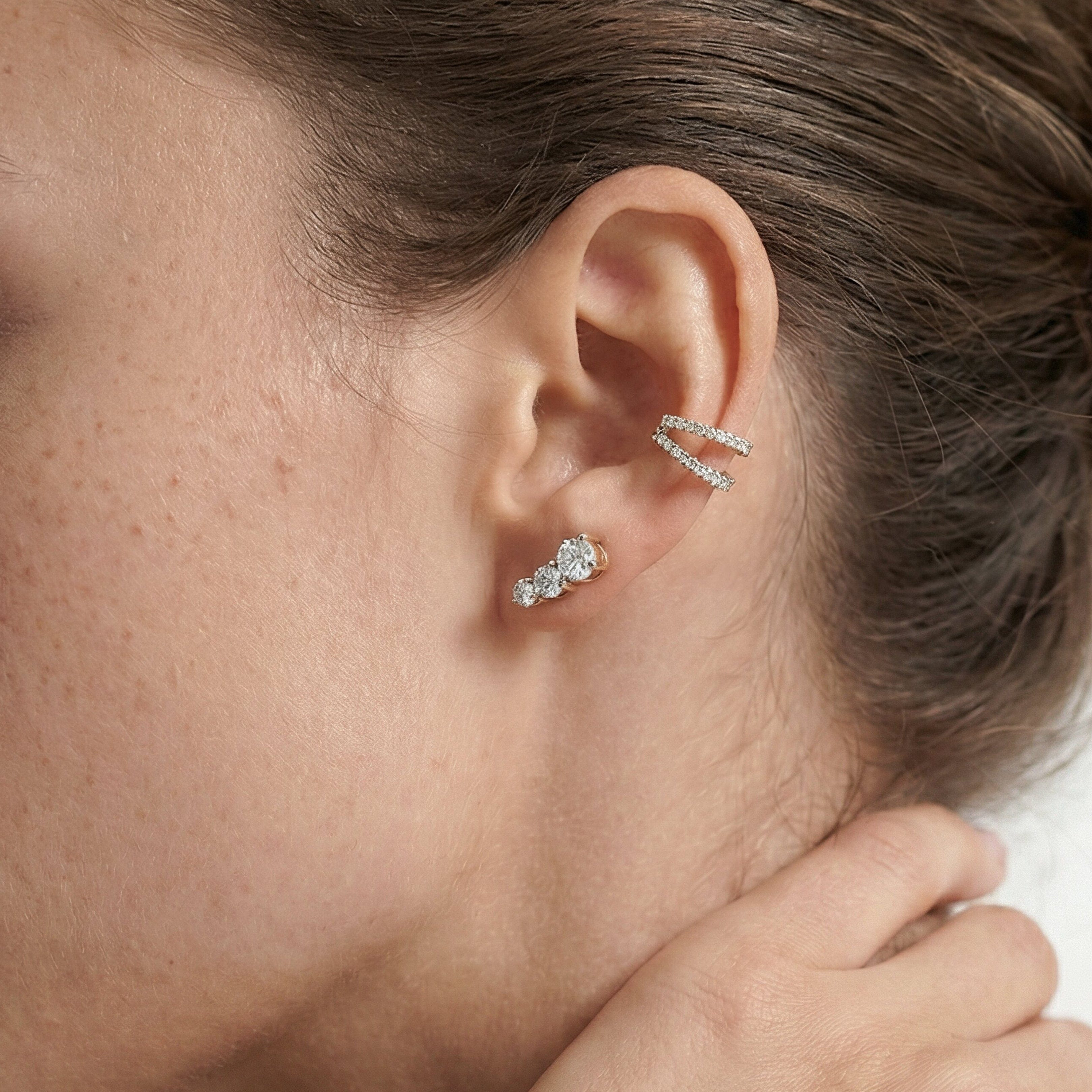 With Clarity Trilogy Graduating Climber Earrings