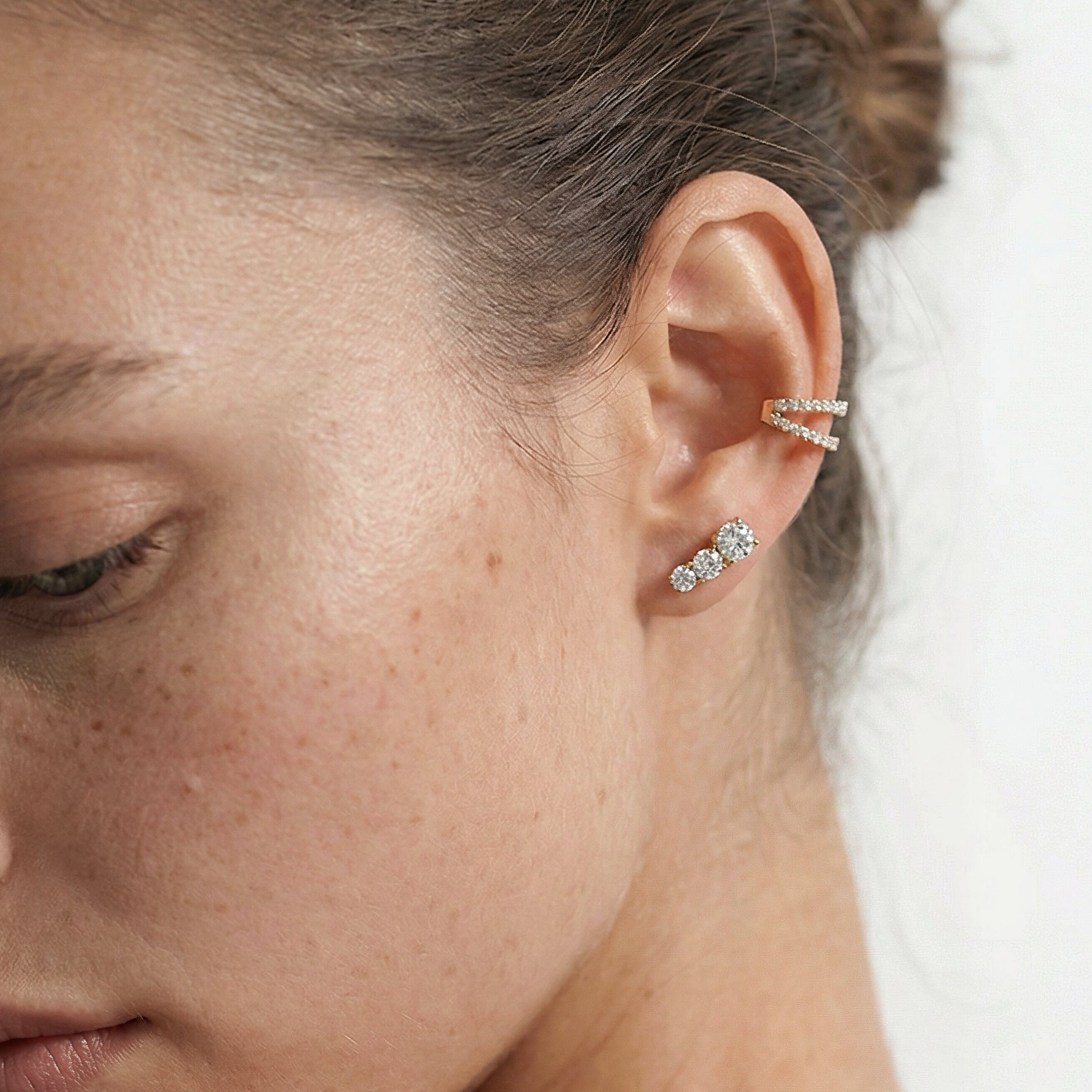 With Clarity Trilogy Graduating Climber Earrings