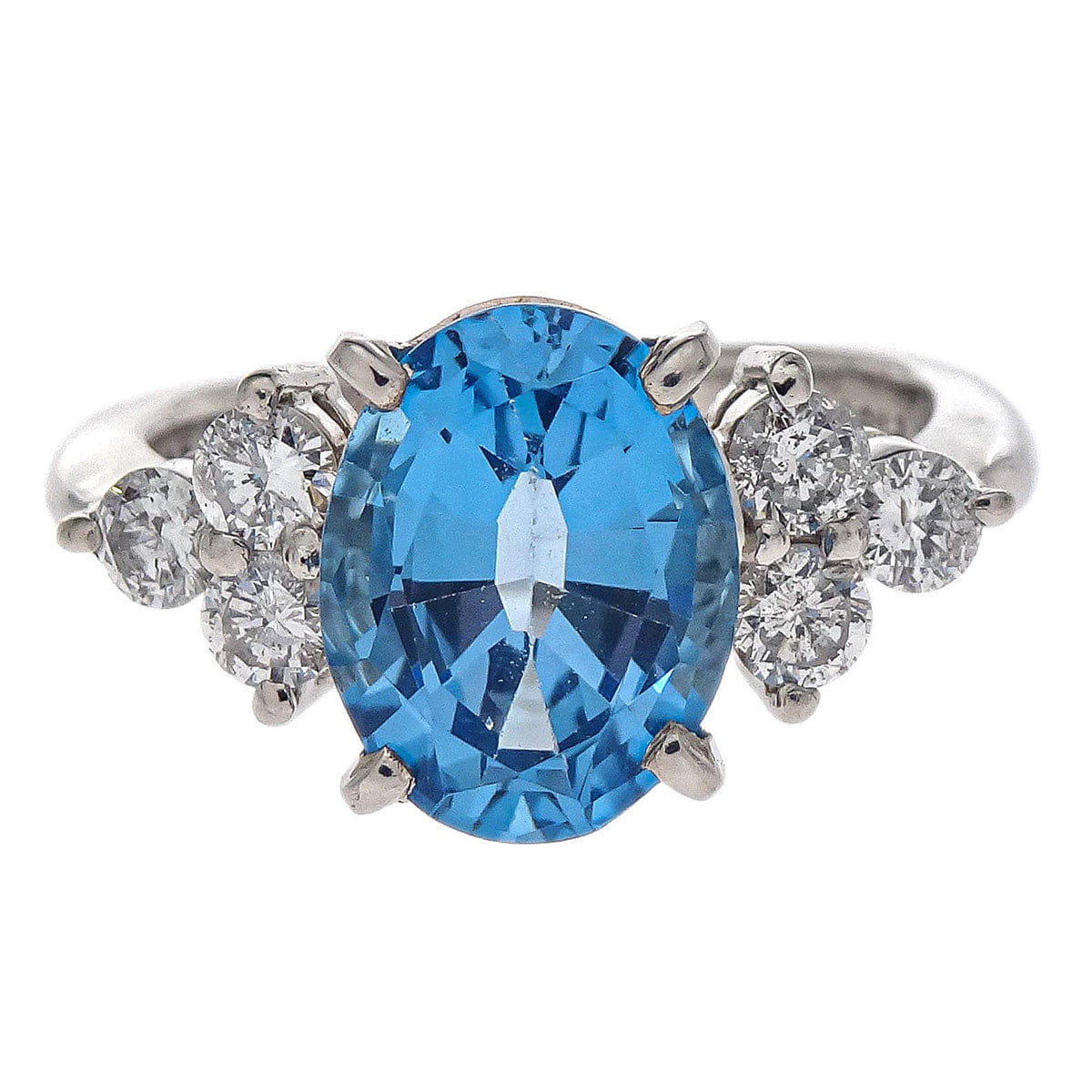 Other Brand Ring Pt900 Blue Topaz Diamond Silver #45