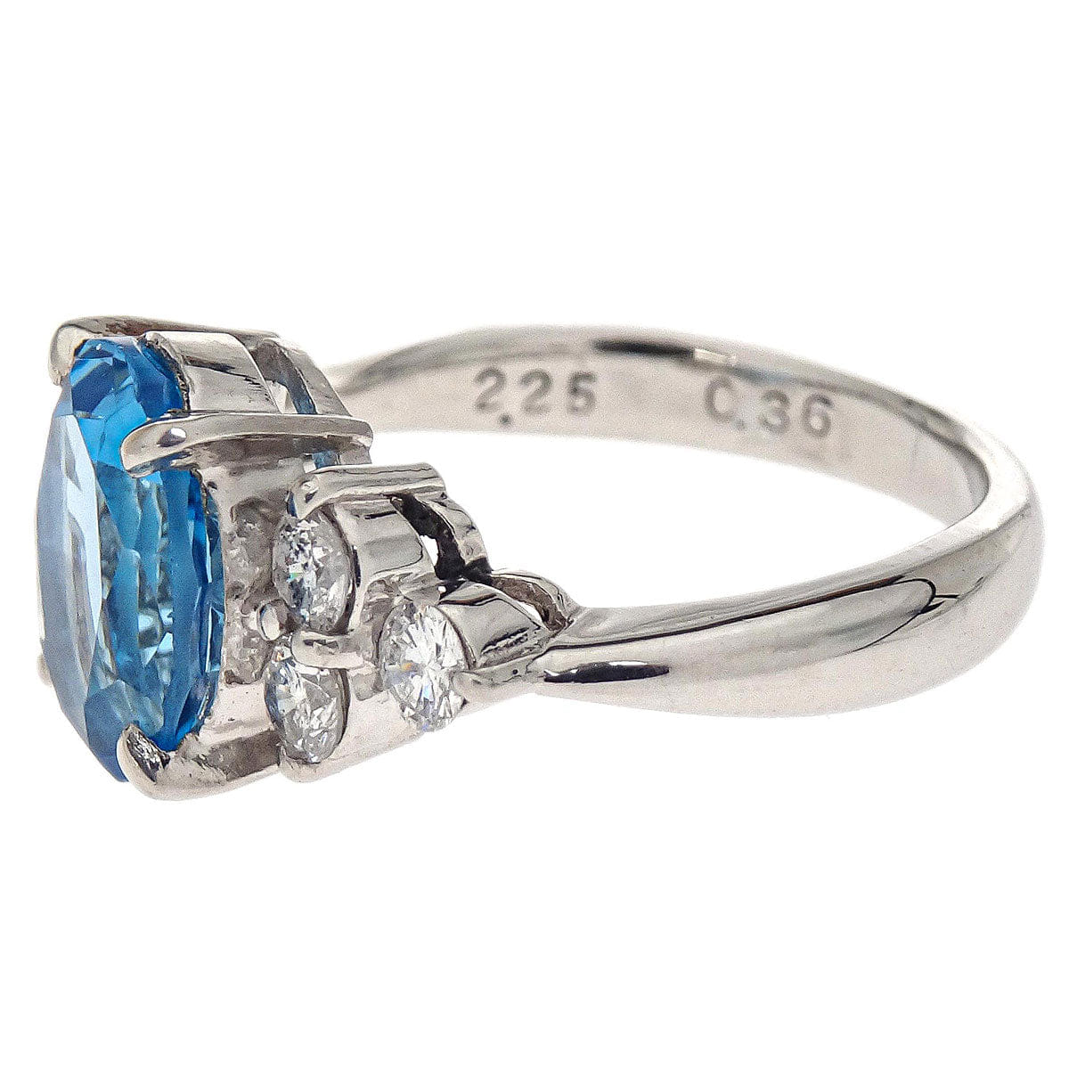 Other Brand Ring Pt900 Blue Topaz Diamond Silver #45