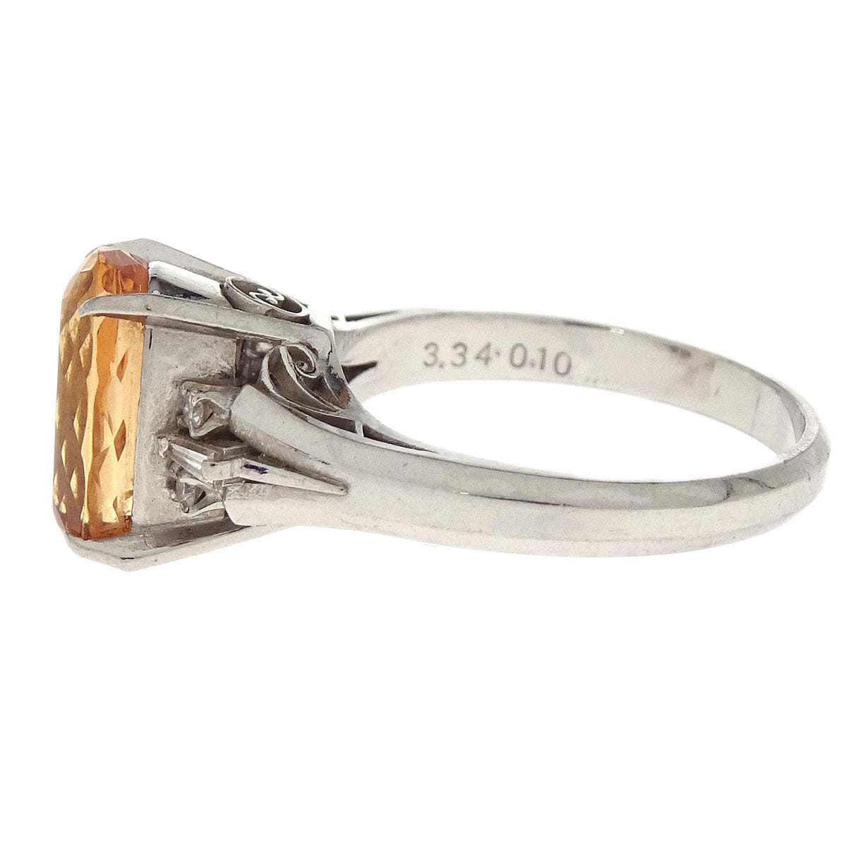 Other Brand Ring Pt900 Imperial Topaz Diamond #51 Jewelry