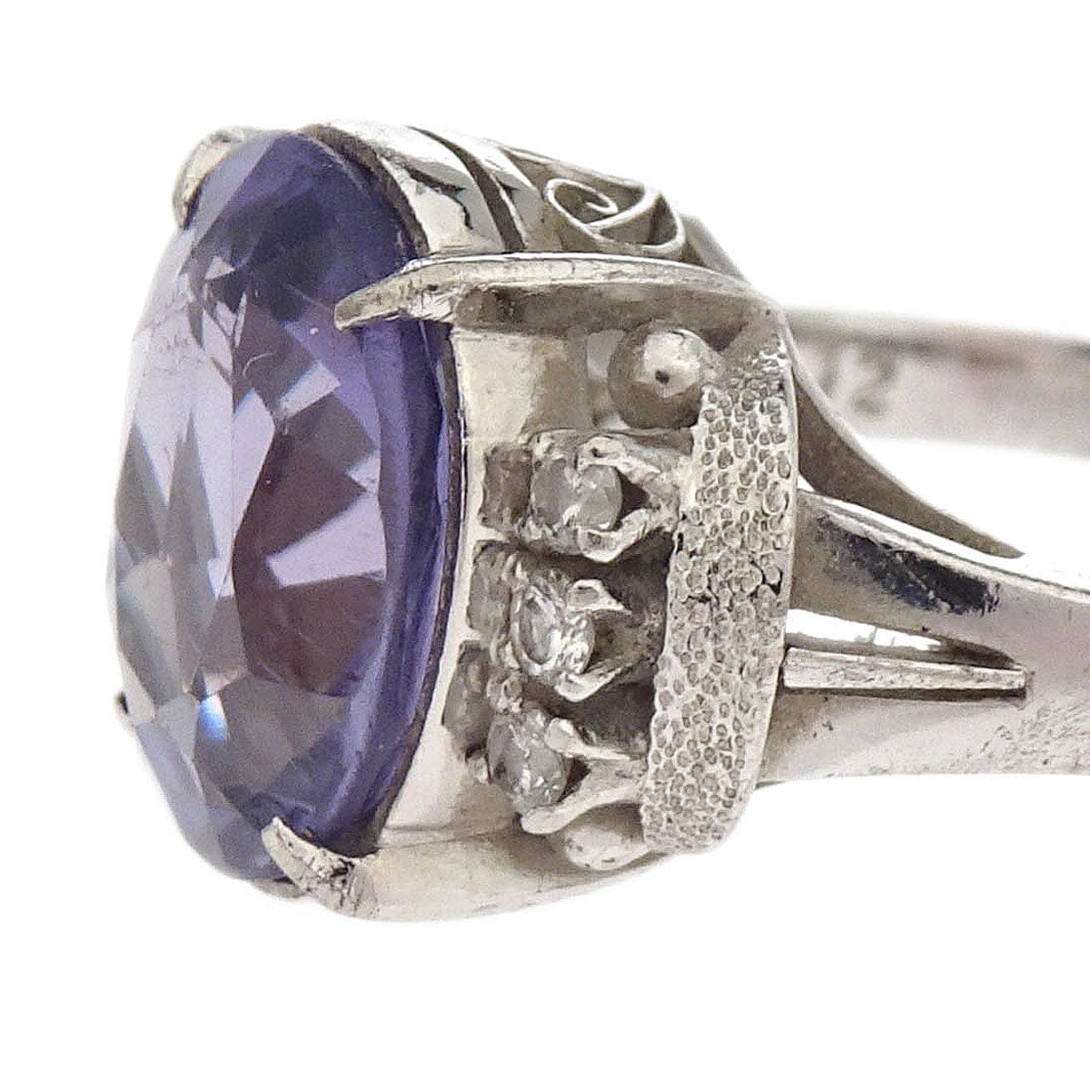 Other Brand Ring Pm850 Synthetic Sapphire Diamond Silver #52