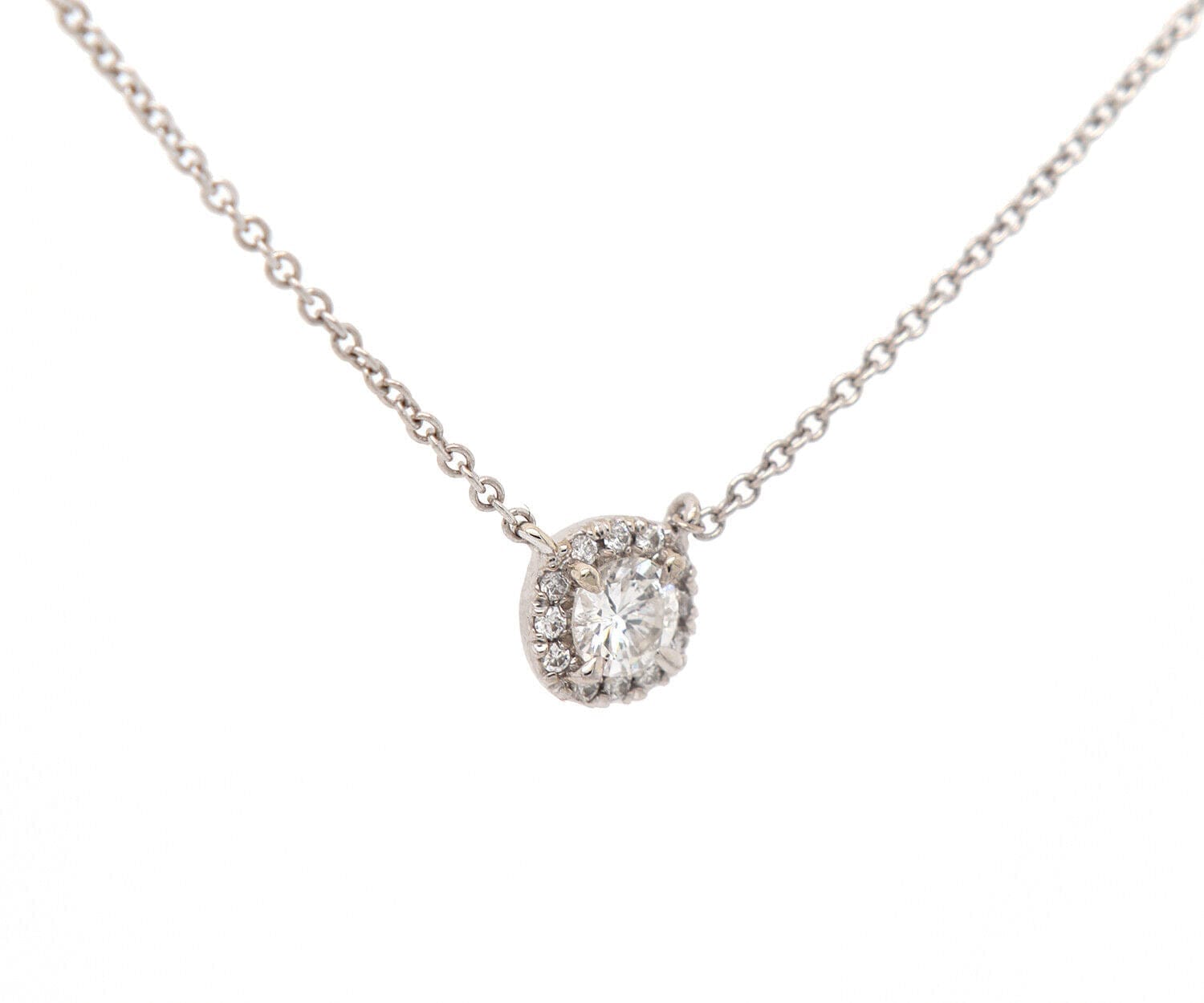 Diamond New 0.29ctw Round Diamond Cushion Frame Pendant Necklace in 14K