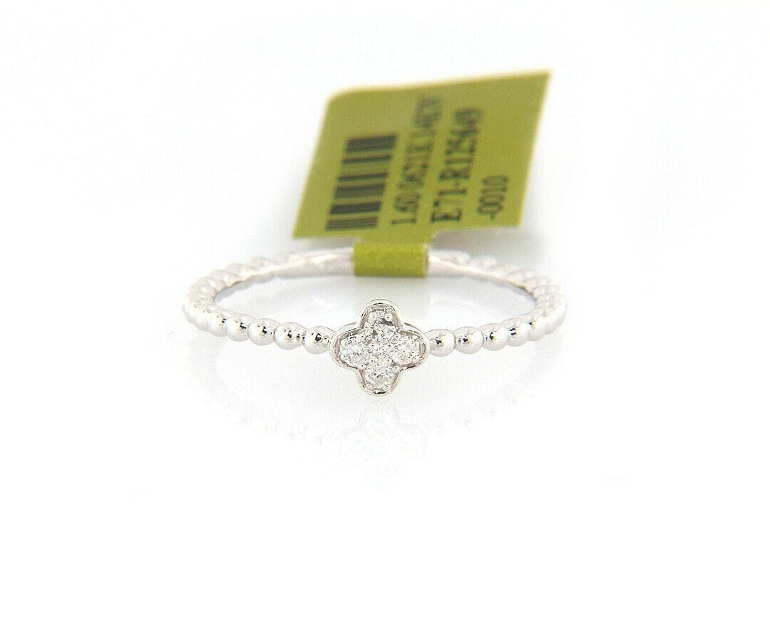Diamond New 0.08ctw Diamond Clover Beaded Ring in 14K
