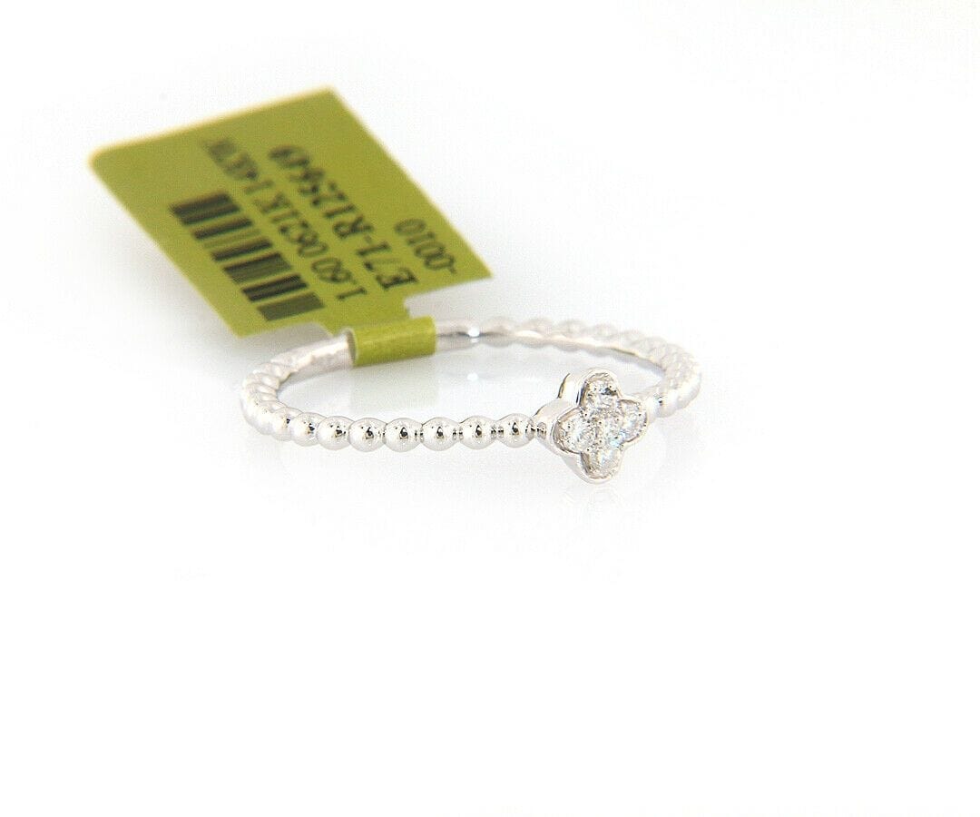 Diamond New 0.08ctw Diamond Clover Beaded Ring in 14K