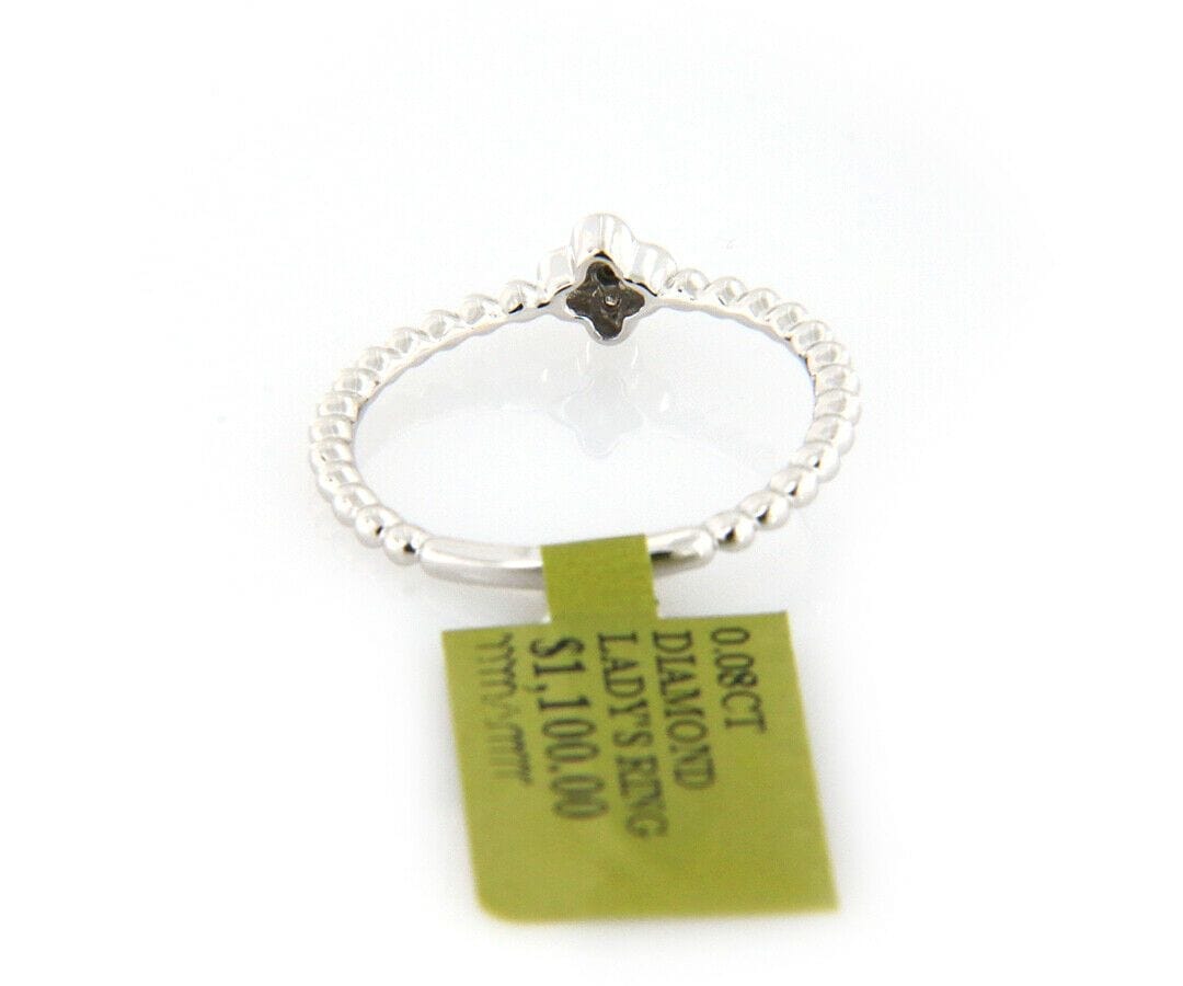 Diamond New 0.08ctw Diamond Clover Beaded Ring in 14K