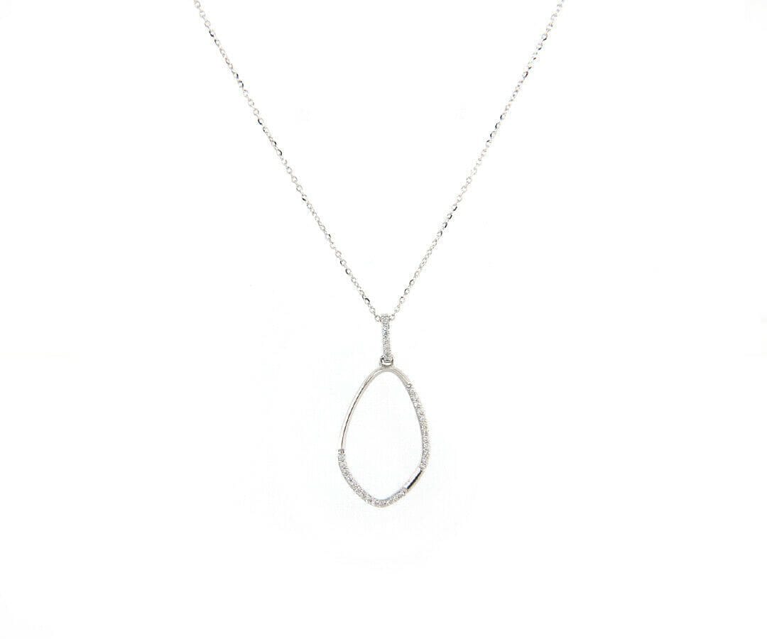 Diamond New 0.20ctw Diamond Open Teardrop Pendant Necklace in 18K