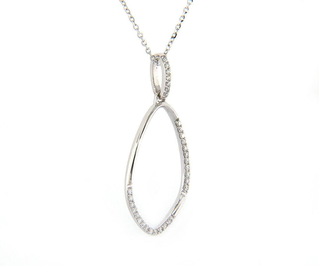 Diamond New 0.20ctw Diamond Open Teardrop Pendant Necklace in 18K