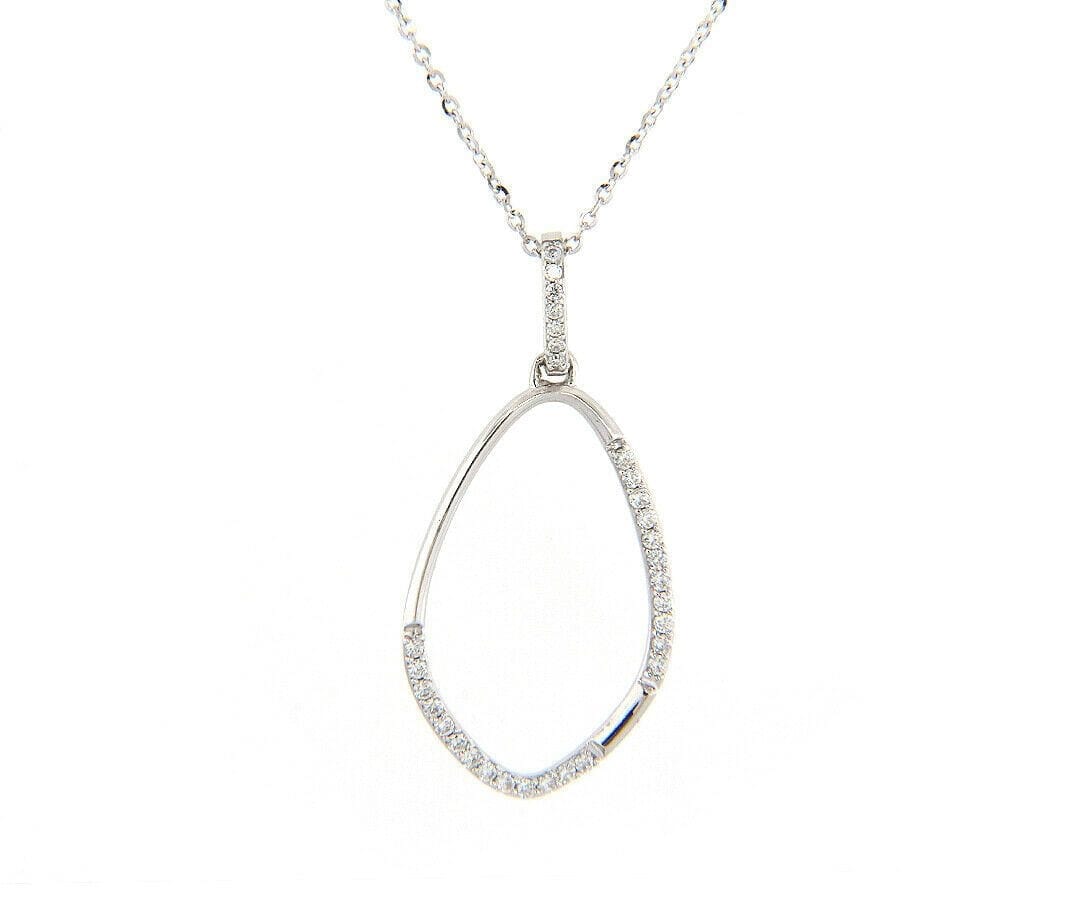 Diamond New 0.20ctw Diamond Open Teardrop Pendant Necklace in 18K