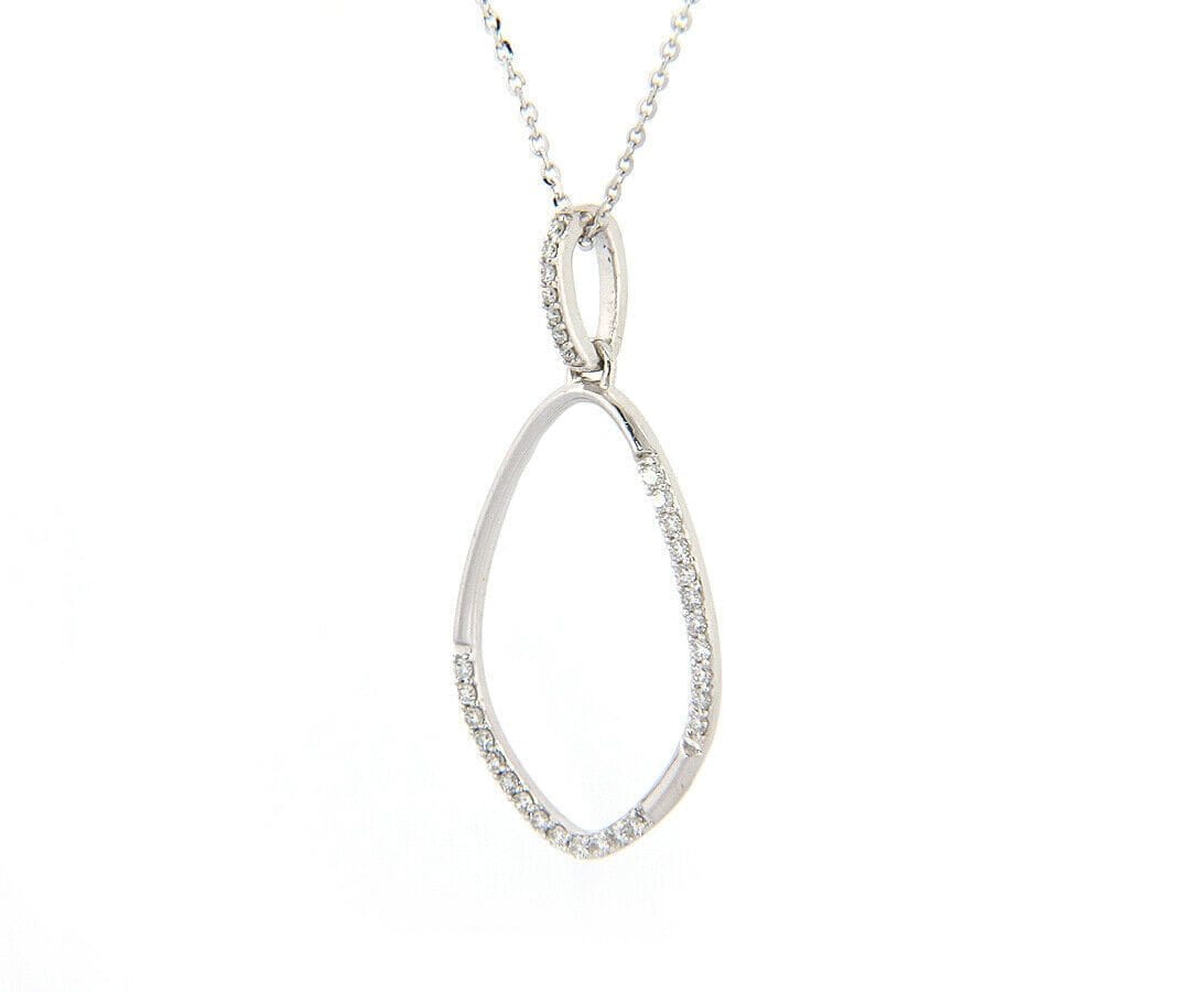 Diamond New 0.20ctw Diamond Open Teardrop Pendant Necklace in 18K