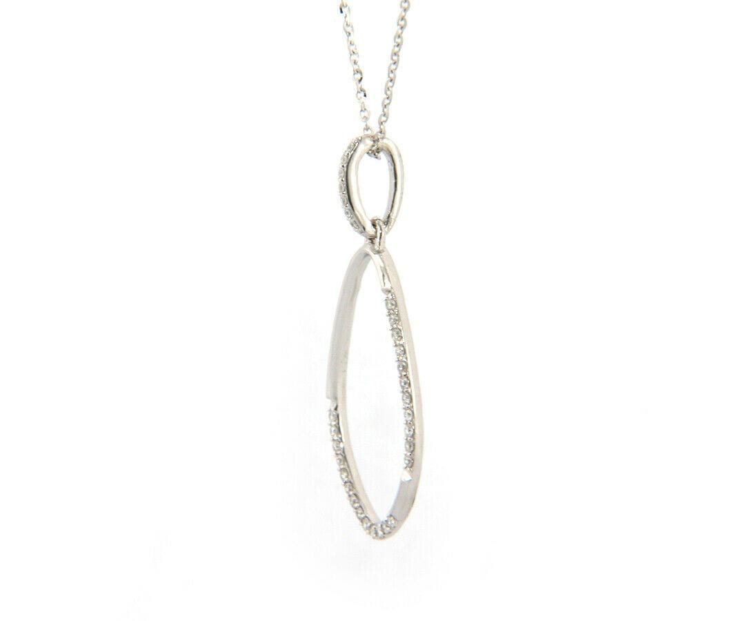 Diamond New 0.20ctw Diamond Open Teardrop Pendant Necklace in 18K