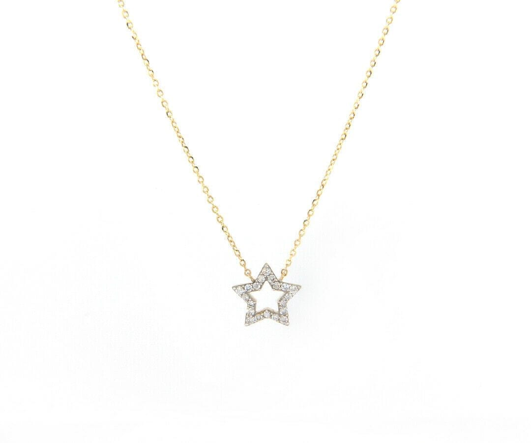Diamond New 0.18ctw Diamond Star Pendant Necklace in 14K