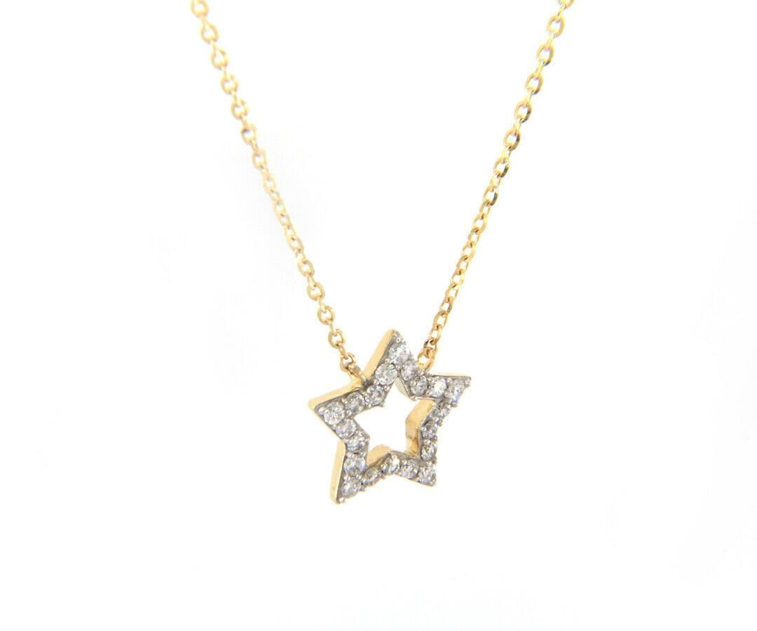 Diamond New 0.18ctw Diamond Star Pendant Necklace in 14K