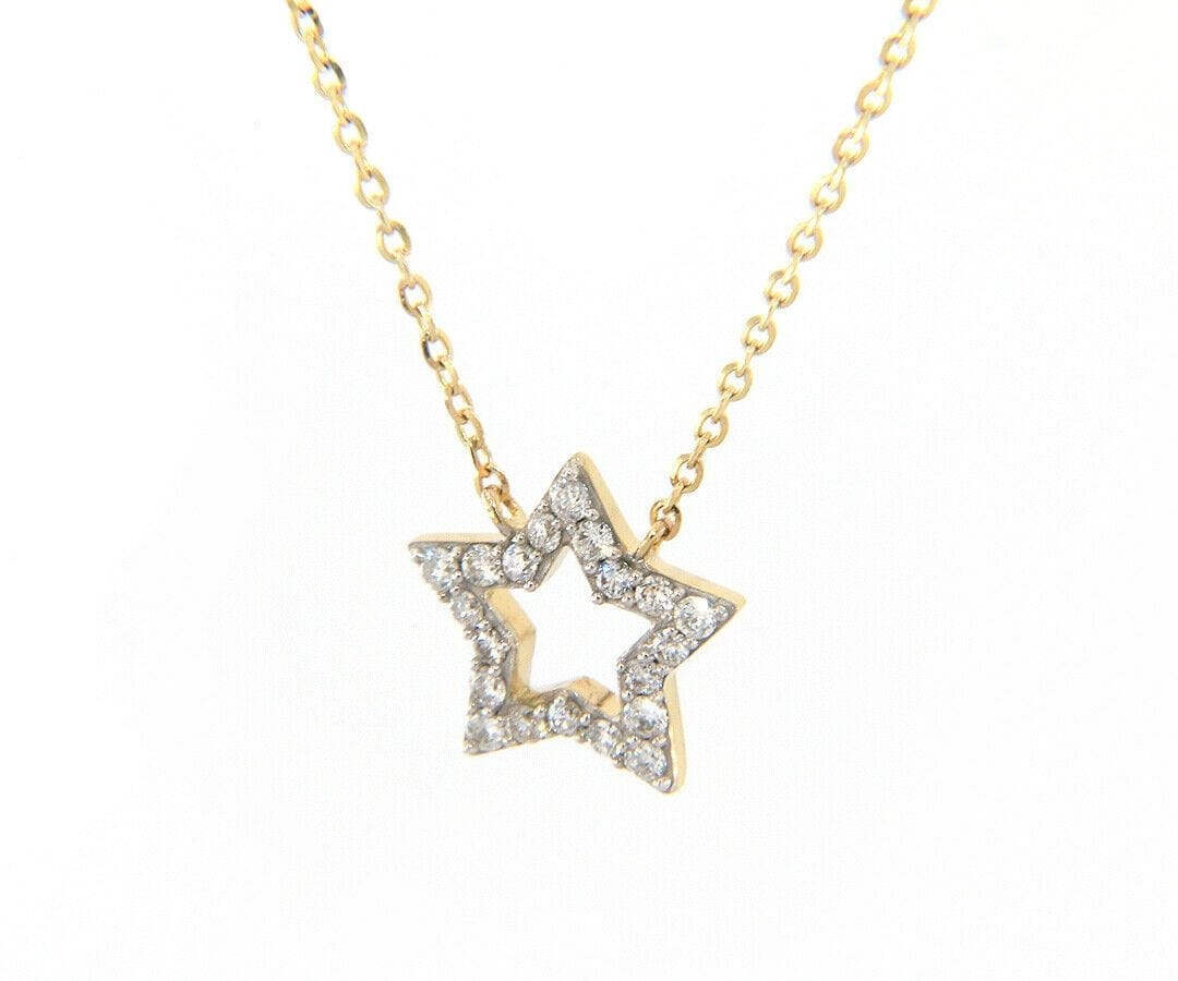 Diamond New 0.18ctw Diamond Star Pendant Necklace in 14K