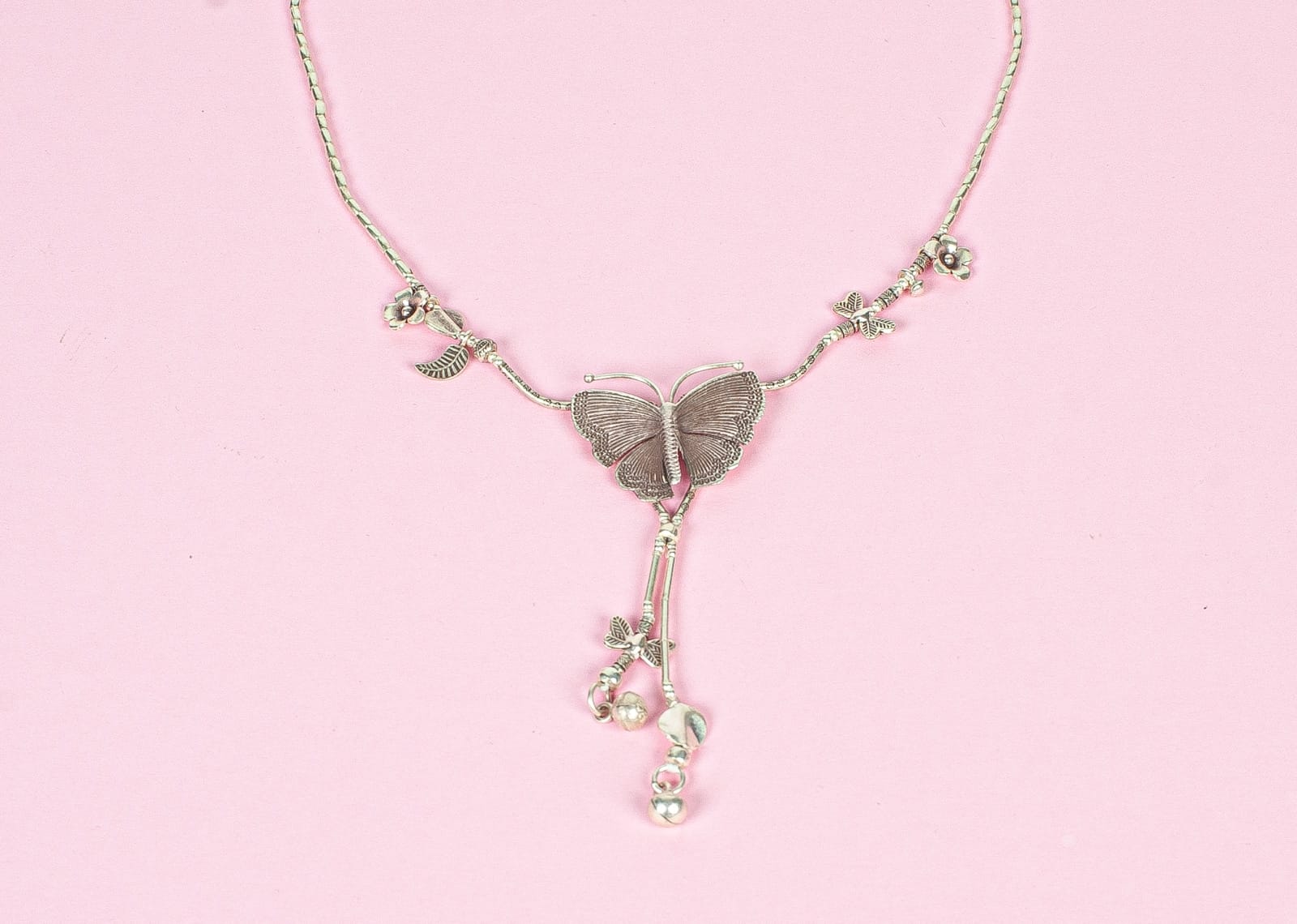 BUTTERFLY 999 Silver Handmade Butterfly Pendant Nature Charms Necklace