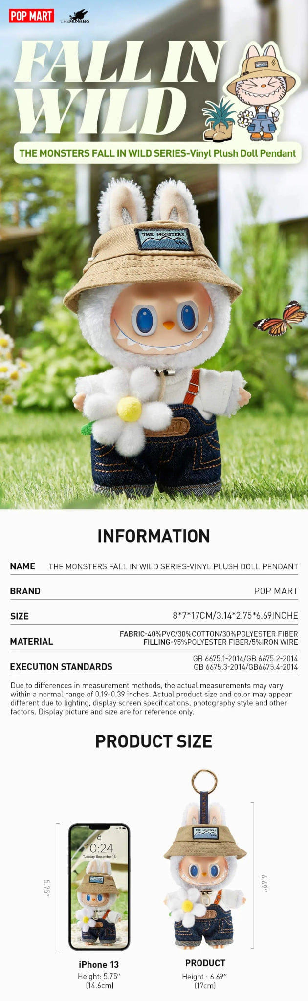 Popmart Labubu FALL IN WILD SERIES - Vinyl Plush Doll Pendant - 100% Authentic
