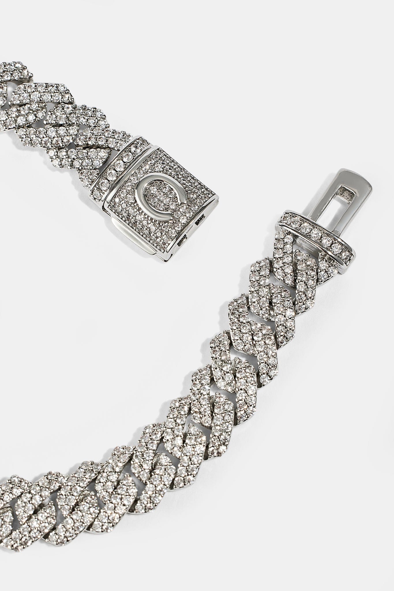 Cernucci Iced Prong Cuban Bracelet - 10 mm - White