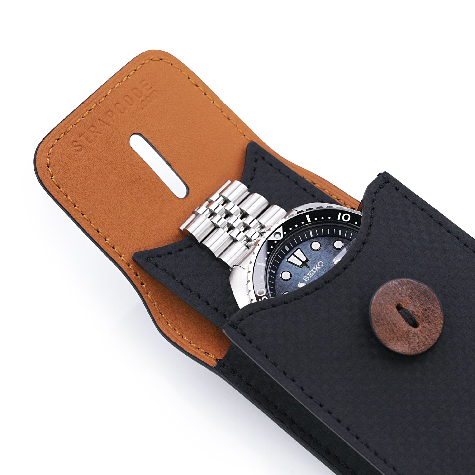 Miltat MT - 3 German Leather Watch Pouch in Carbon Fiber Pattern for Watch Bracelet