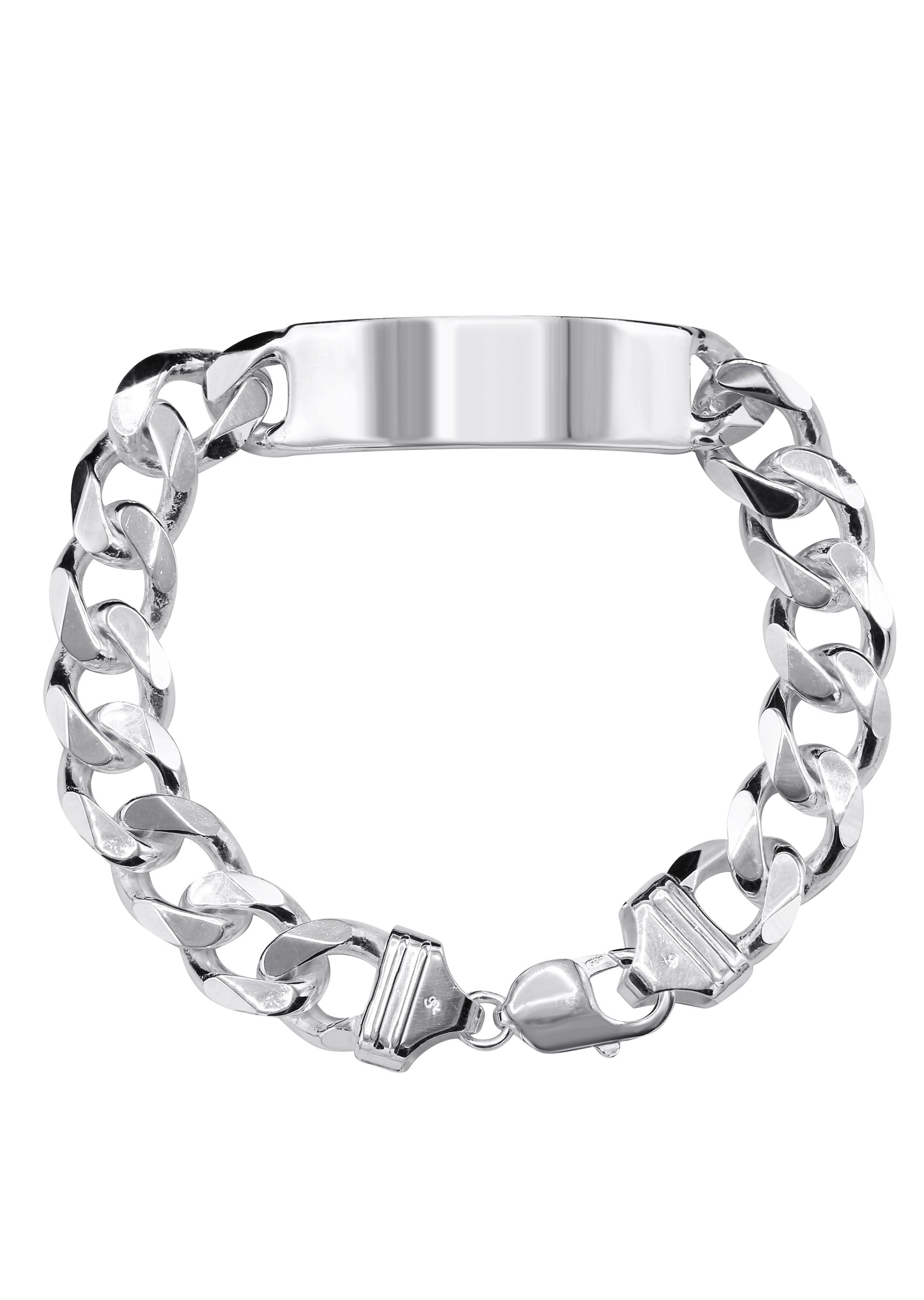 Manufacturer 43 Silver White ID Cuban Bracelet