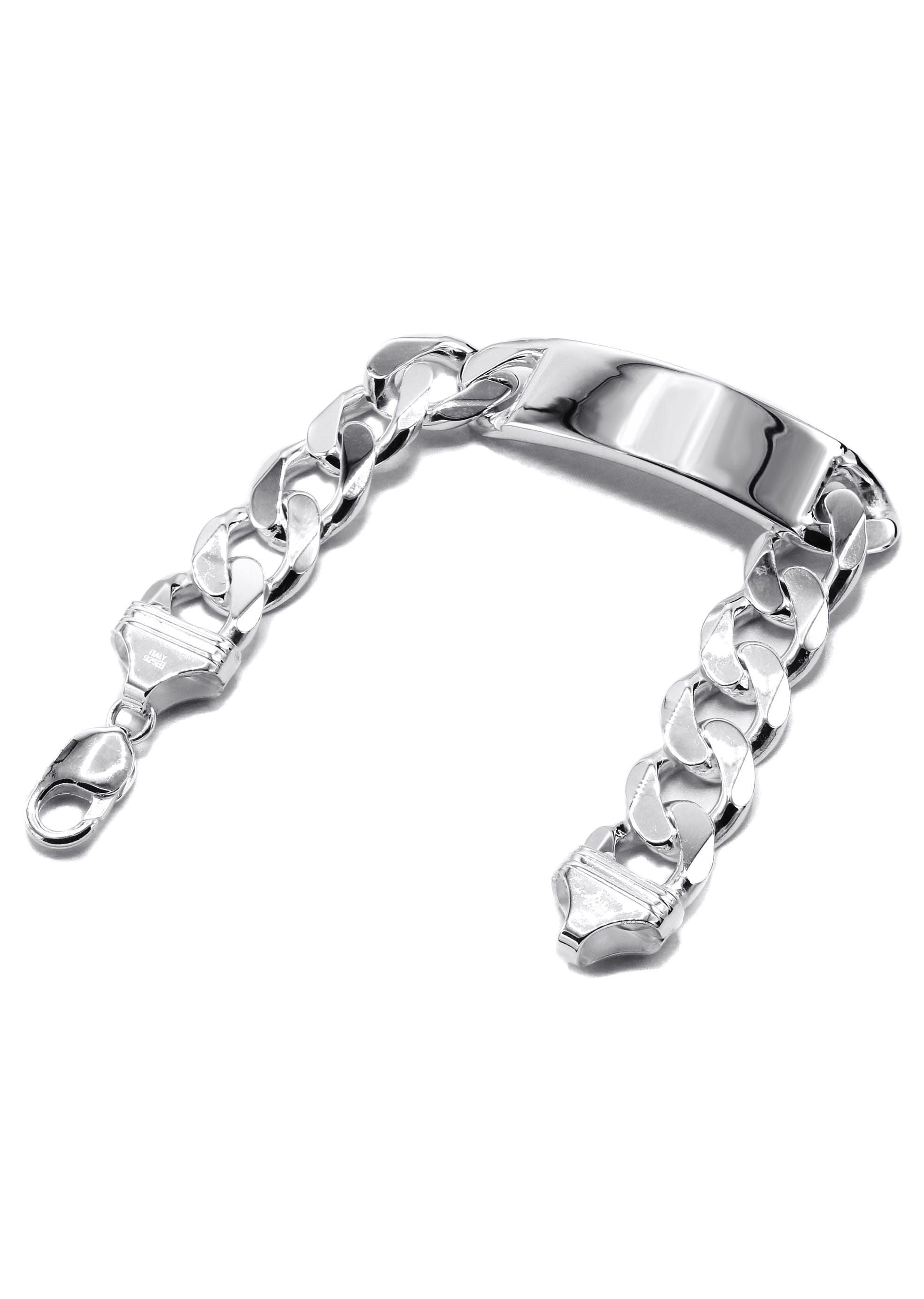 Manufacturer 43 Silver White ID Cuban Bracelet