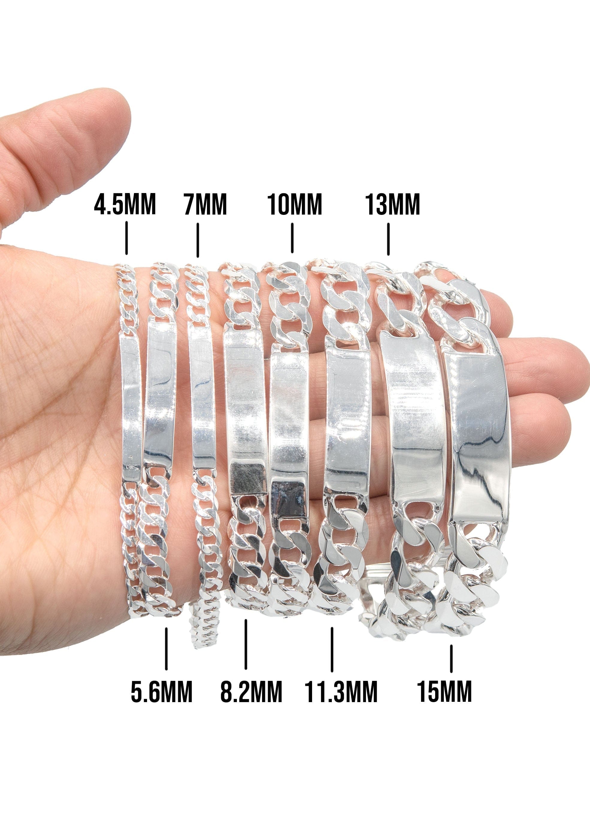 Manufacturer 43 Silver White ID Cuban Bracelet